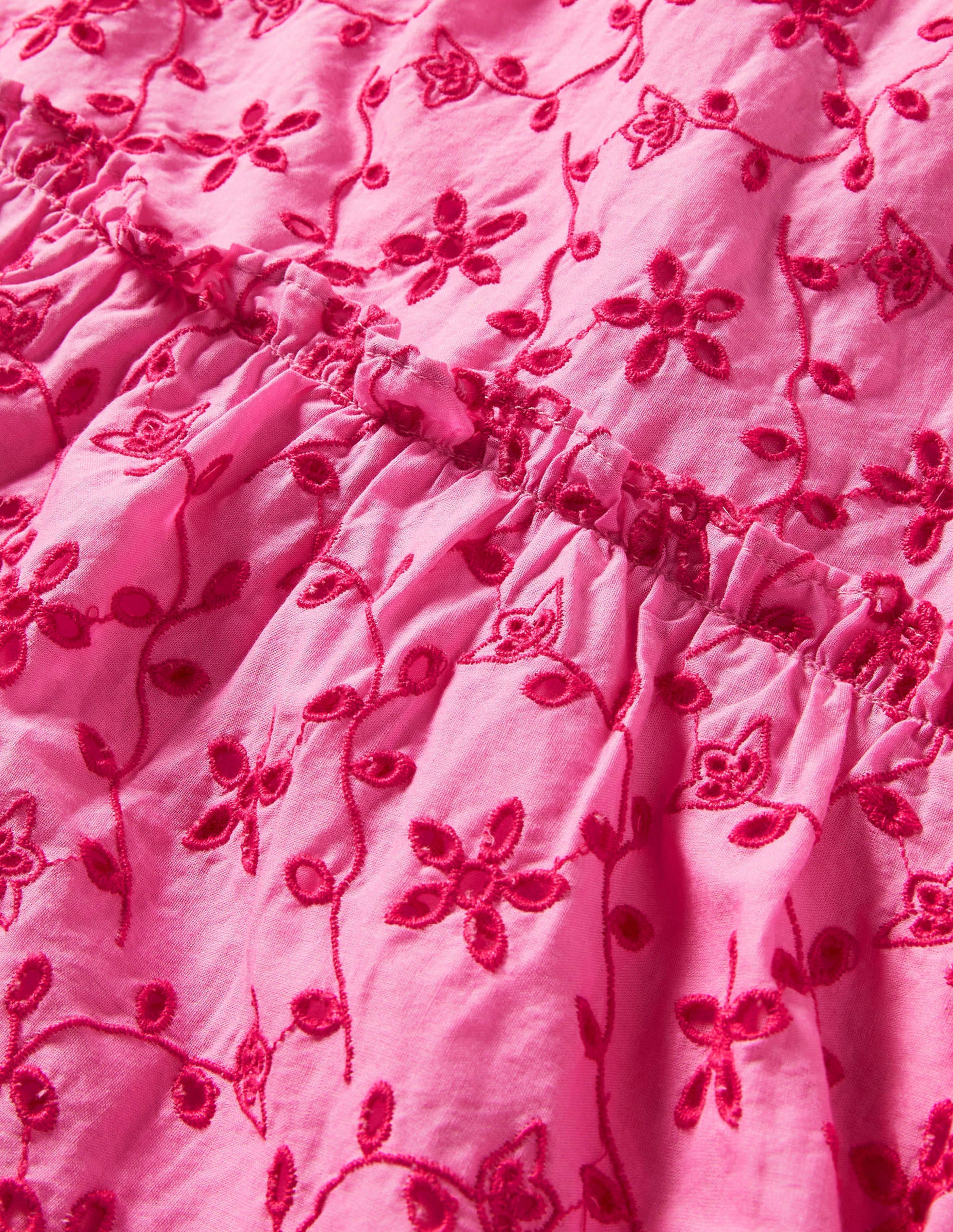 Midikleid mit Stufen-Helles Blütenrosa, Lochstickerei - Image 3