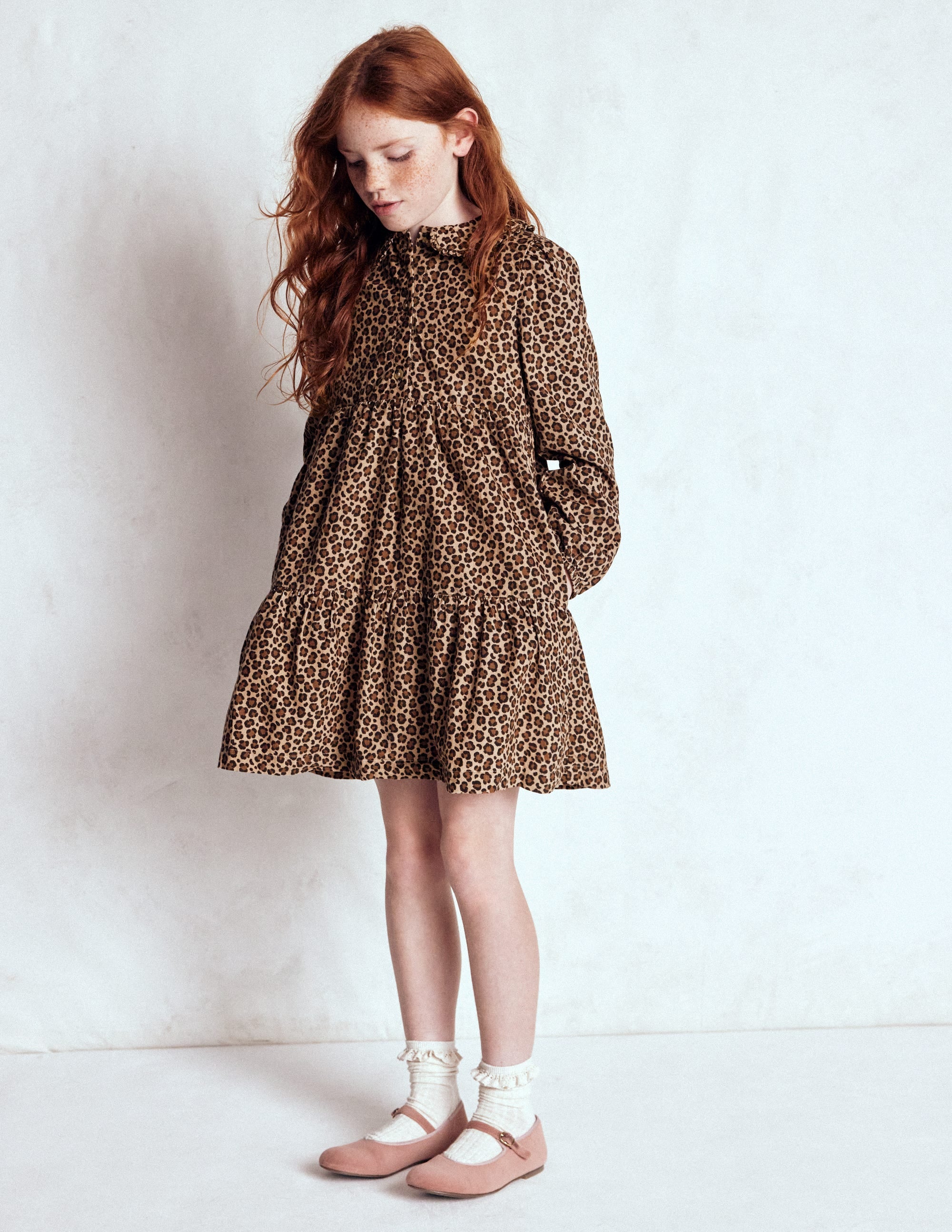 Minna Gewebtes Kleid mit Kragen-Mohair, Leopardenmuster