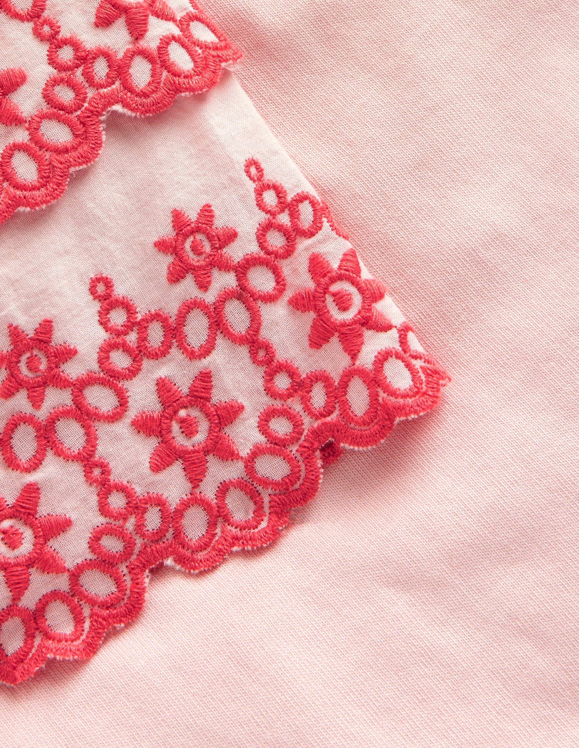 Mix-T-Shirt mit Stickerei-Rosa/Koralle - Image 3