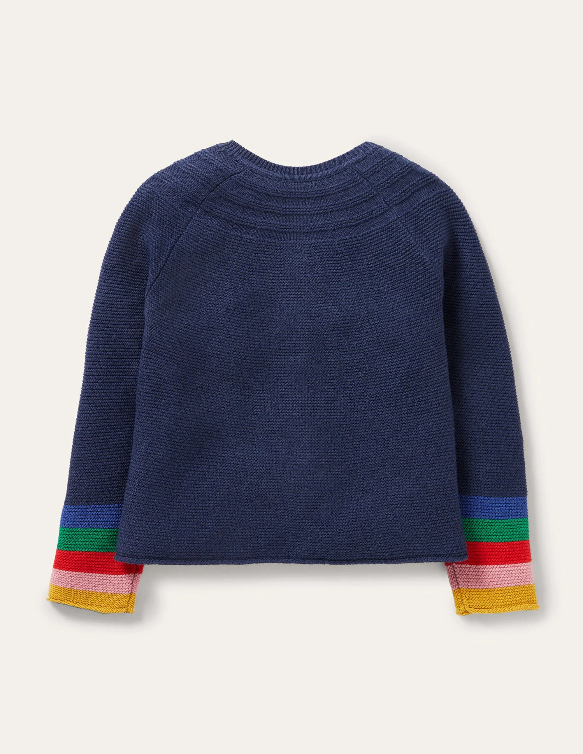 Navy Rainbow Sleeve Cashmere Blend Cardigan-Schuluniform-Navy, Regenbogen - Image 2