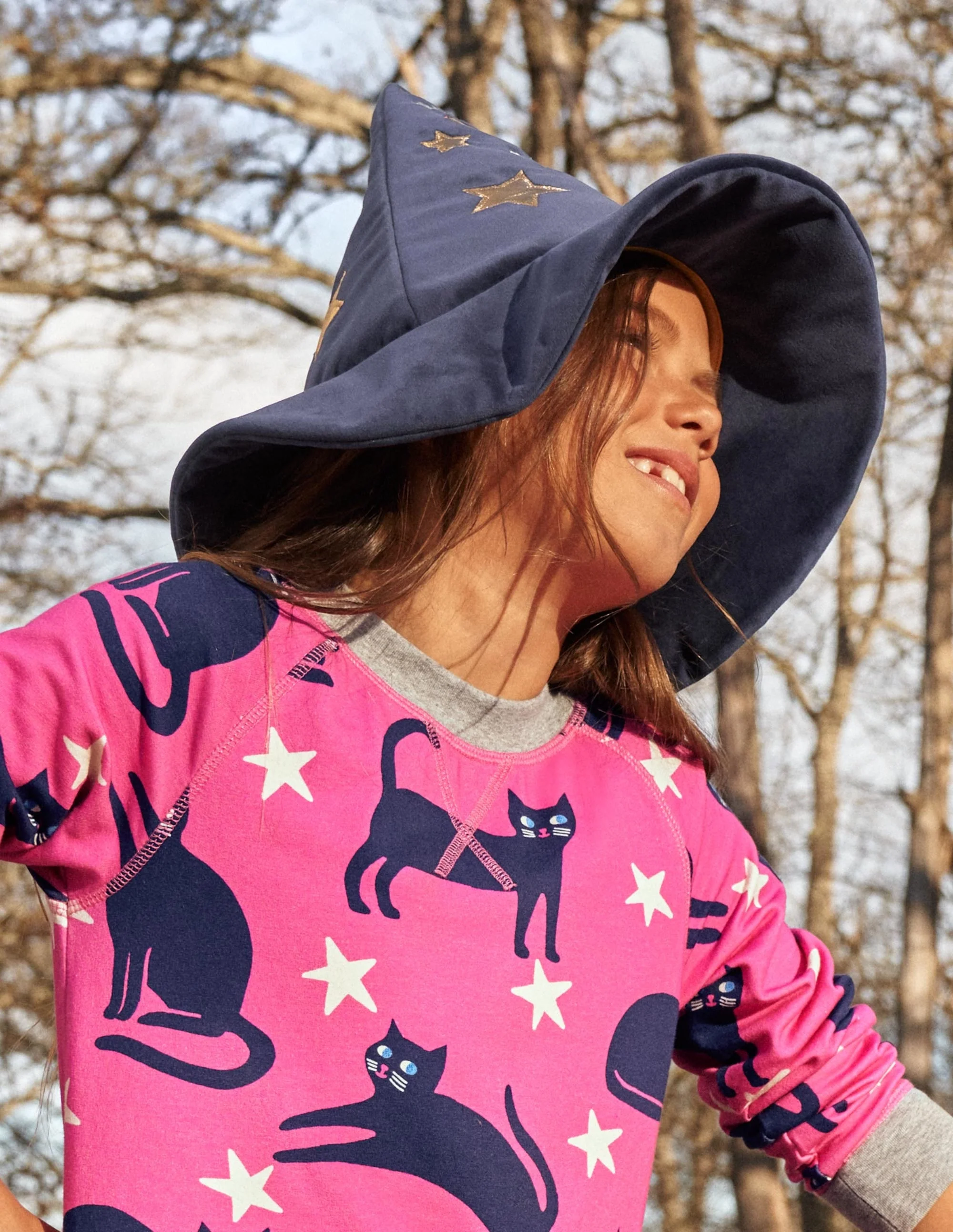 Navy Stars Appliqué Witch's Magical Hat-Navy, Sterne - Image 3