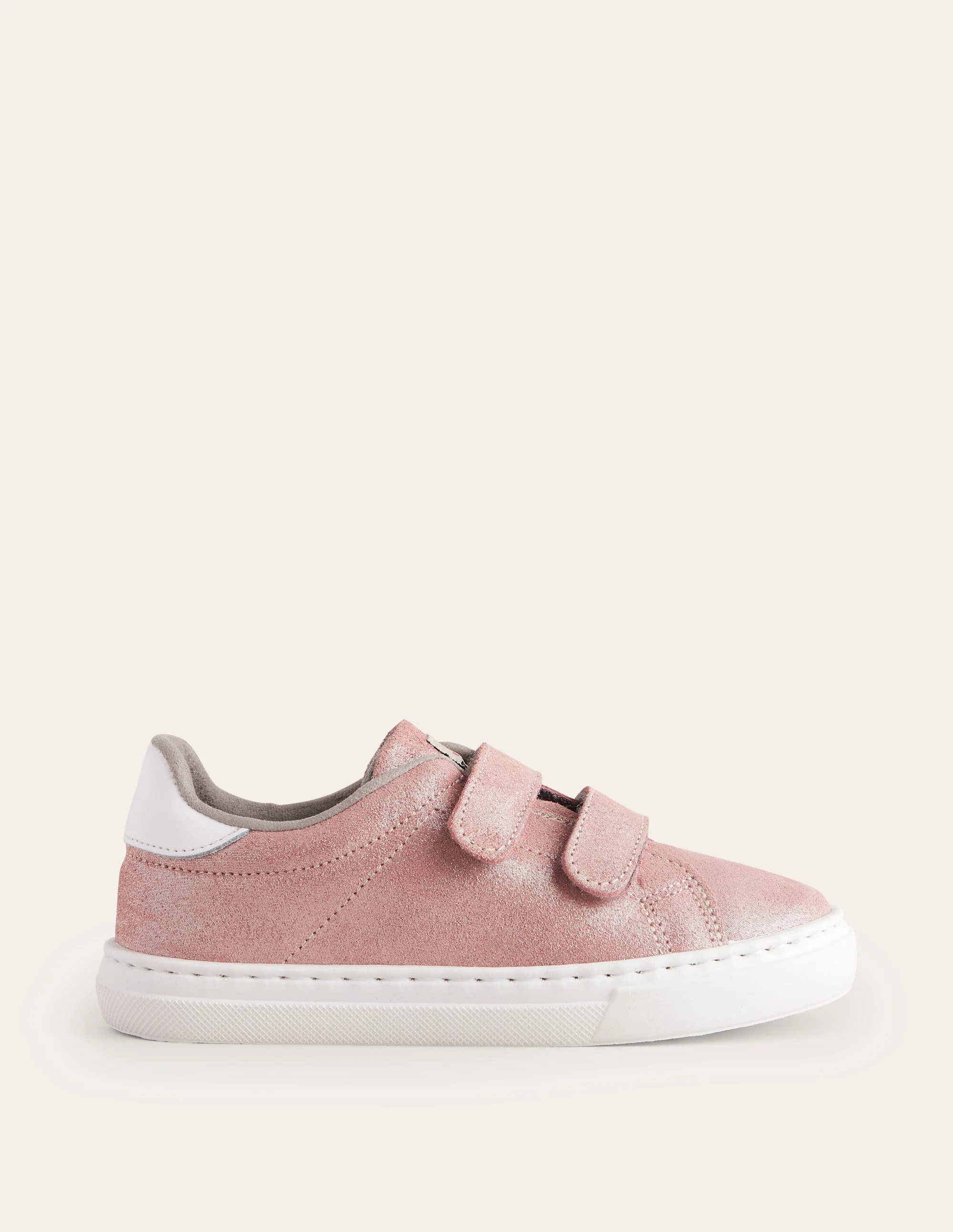 Niedrige Sneaker aus Leder mit zwei Riemen-Roségold