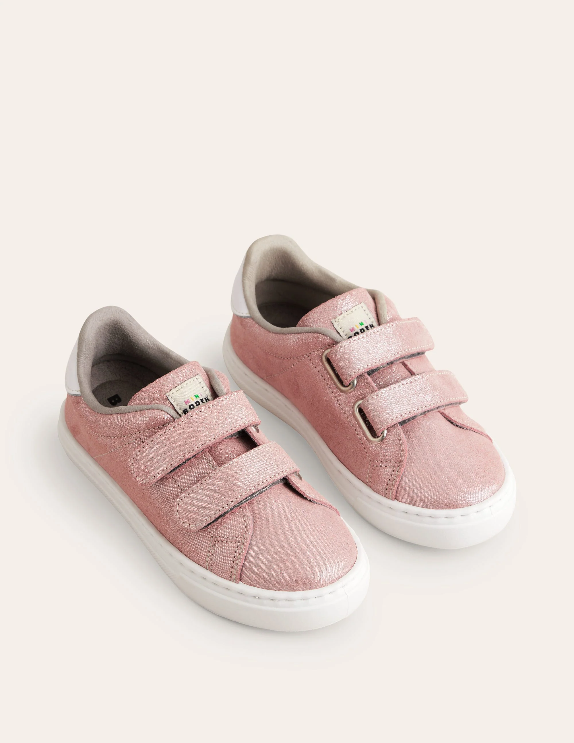 Niedrige Sneaker aus Leder mit zwei Riemen-Roségold - Image 2
