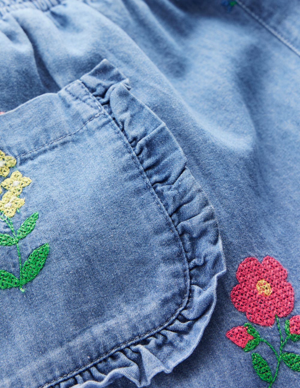 Nostalgische Rüschenhose-Chambray Kreuzstich Blumen - Image 3