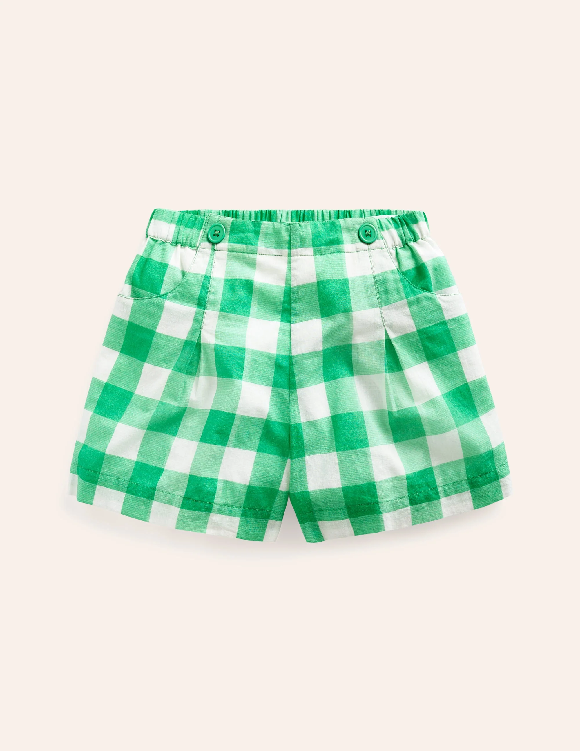 Nostalgische Shorts-Erbsengrün/Naturweiß Karo