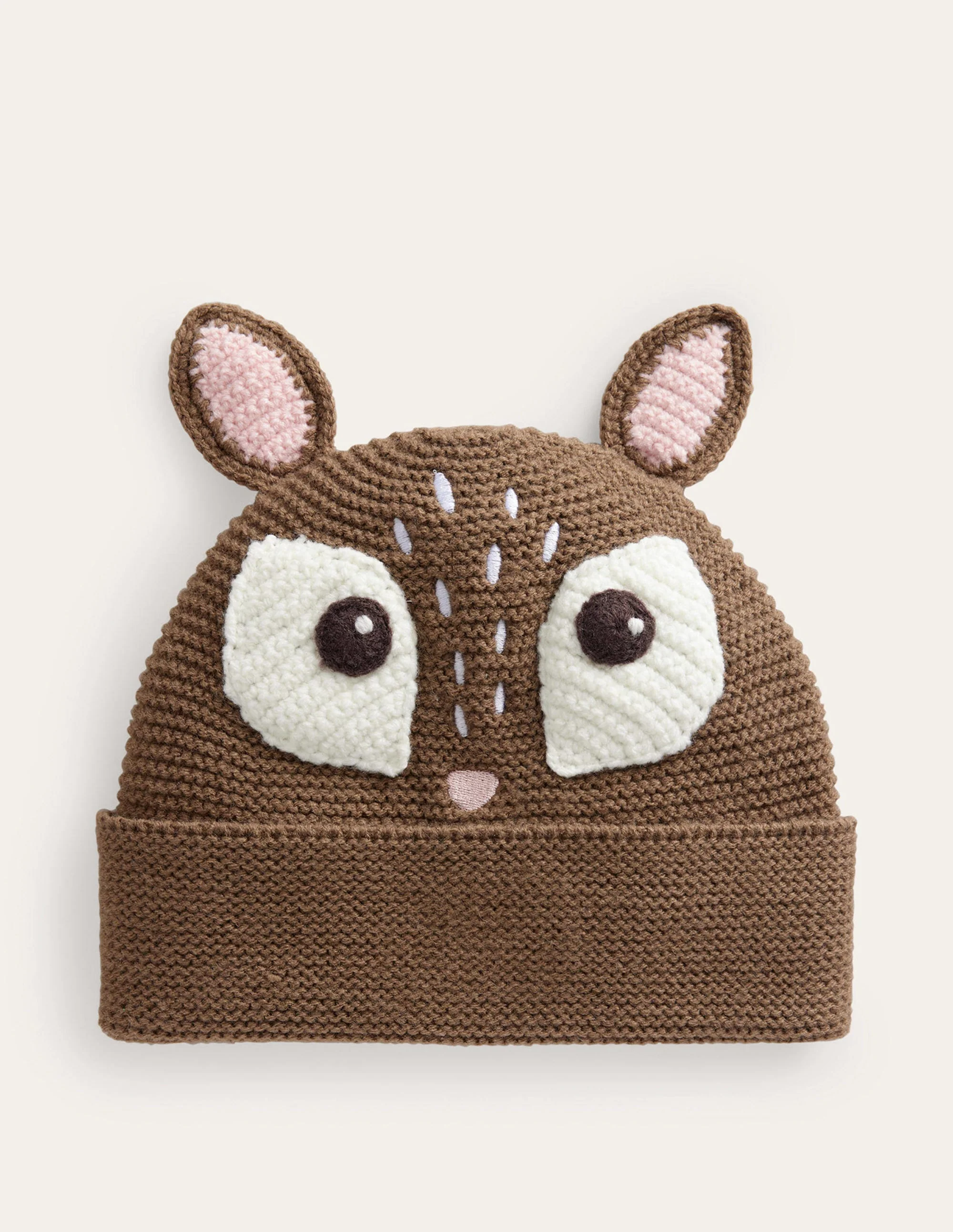 Novelty Strick-Beanie-Braun Reh