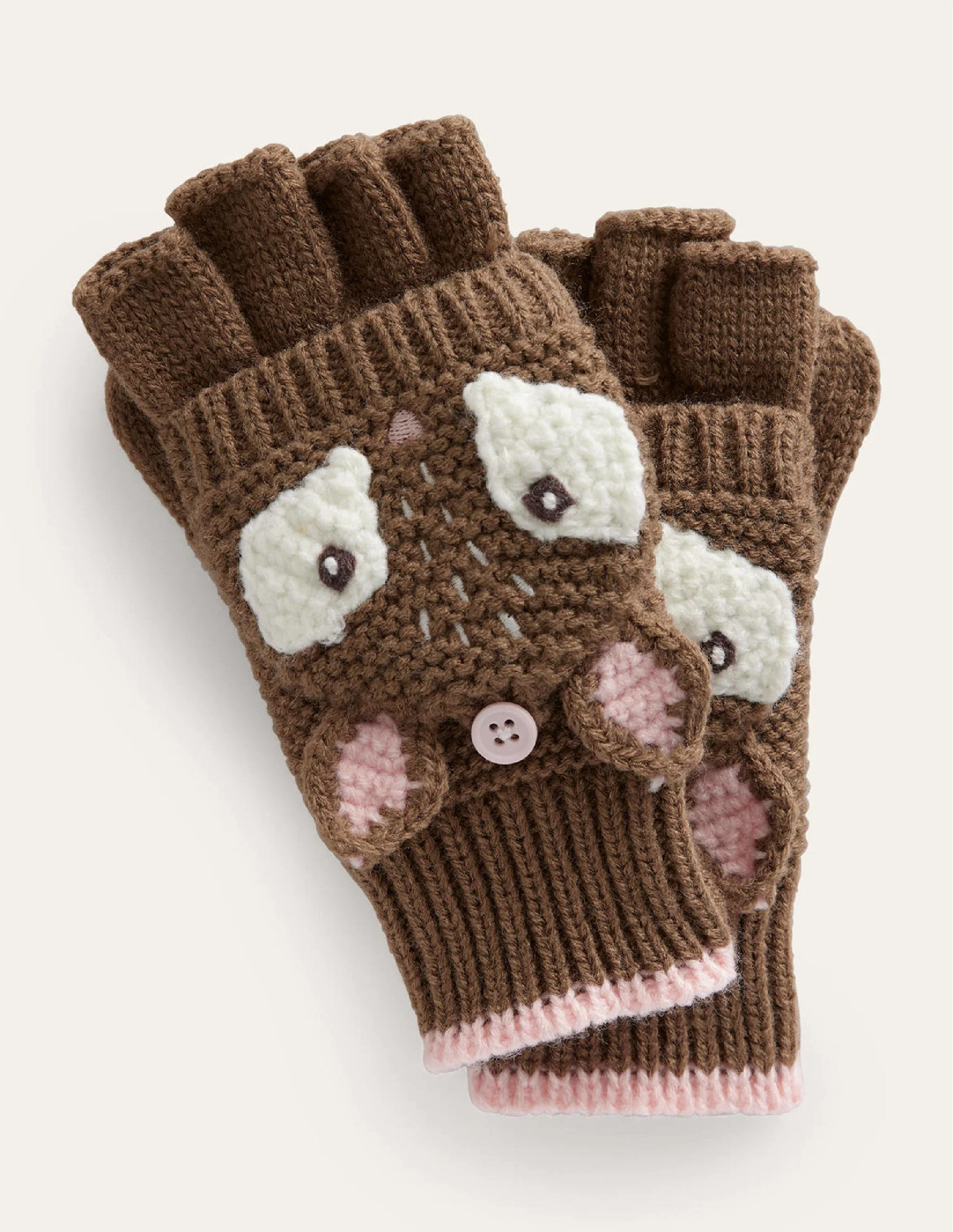 Novelty Strickhandschuhe-Braun Reh