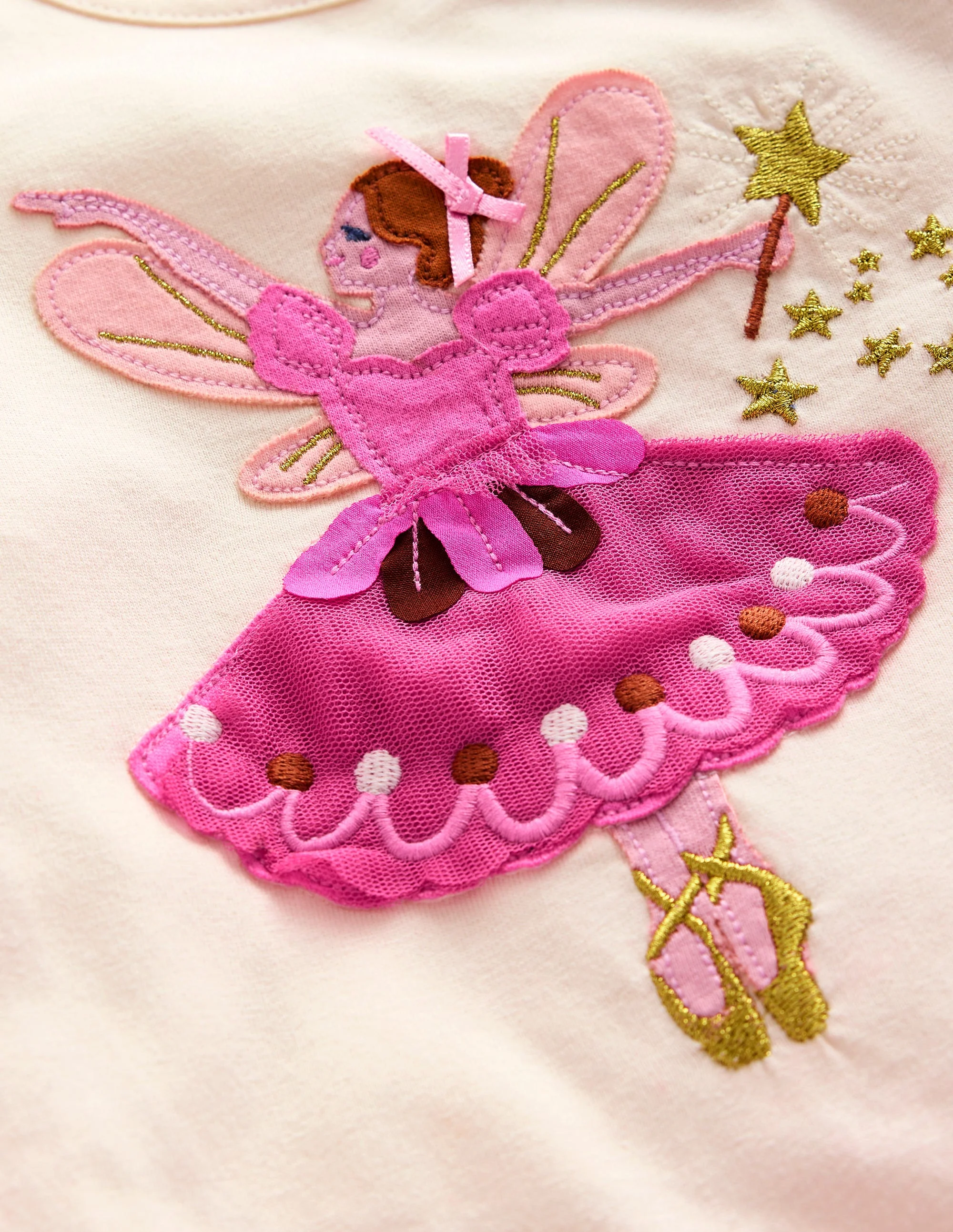 Oberteil mit Puffärmeln und Logo-Vanilleweiß Fee - Image 3