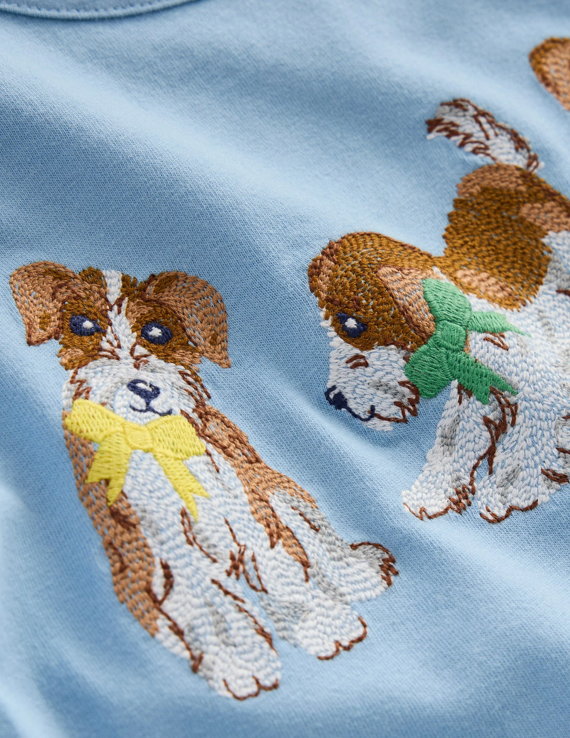 Oberteil mit Puffärmeln und Superstich-Gletscherblau Hunde - Image 3