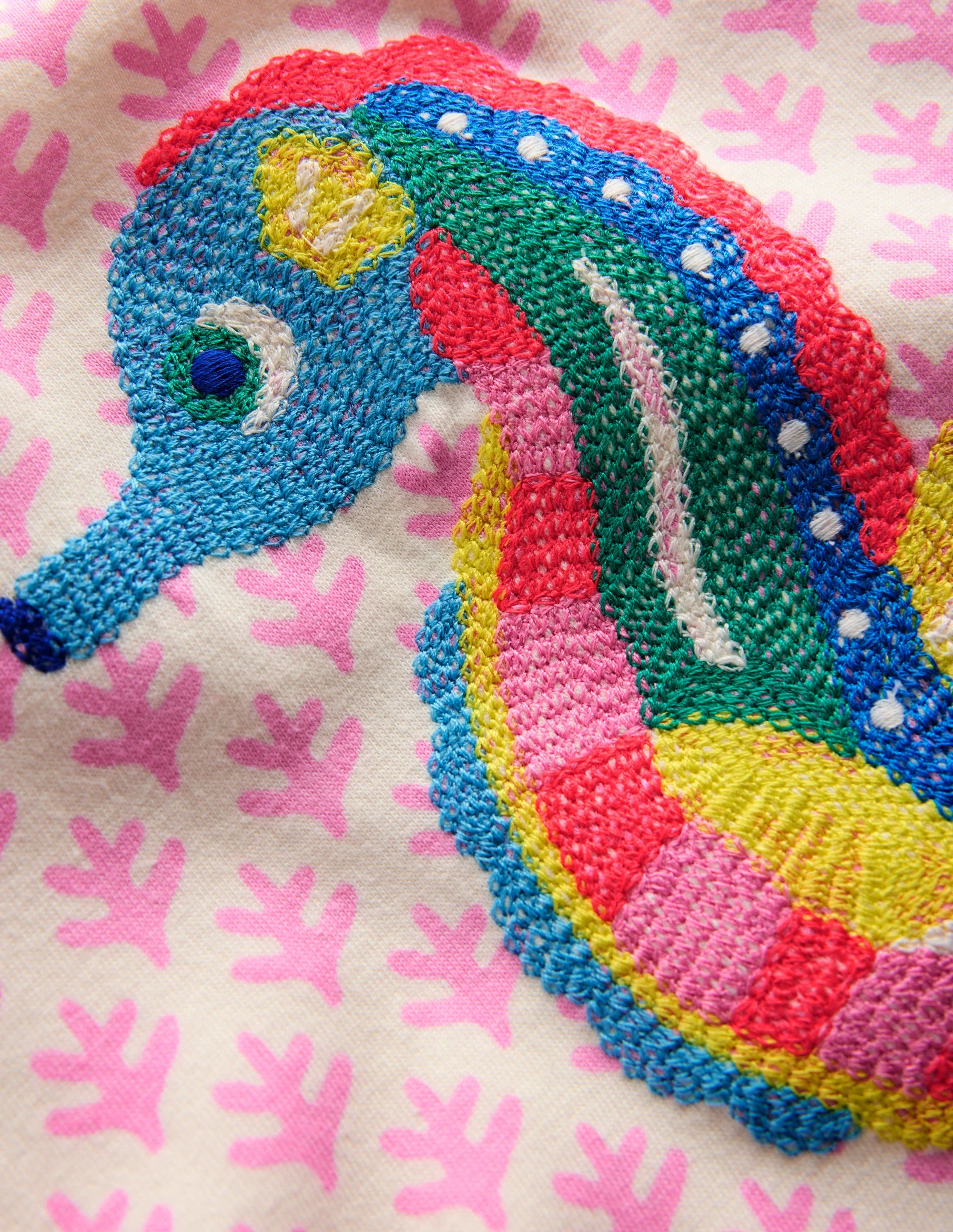 Oberteil mit Puffärmeln und Superstich-Rosa Holzblock Seepferdchen - Image 3