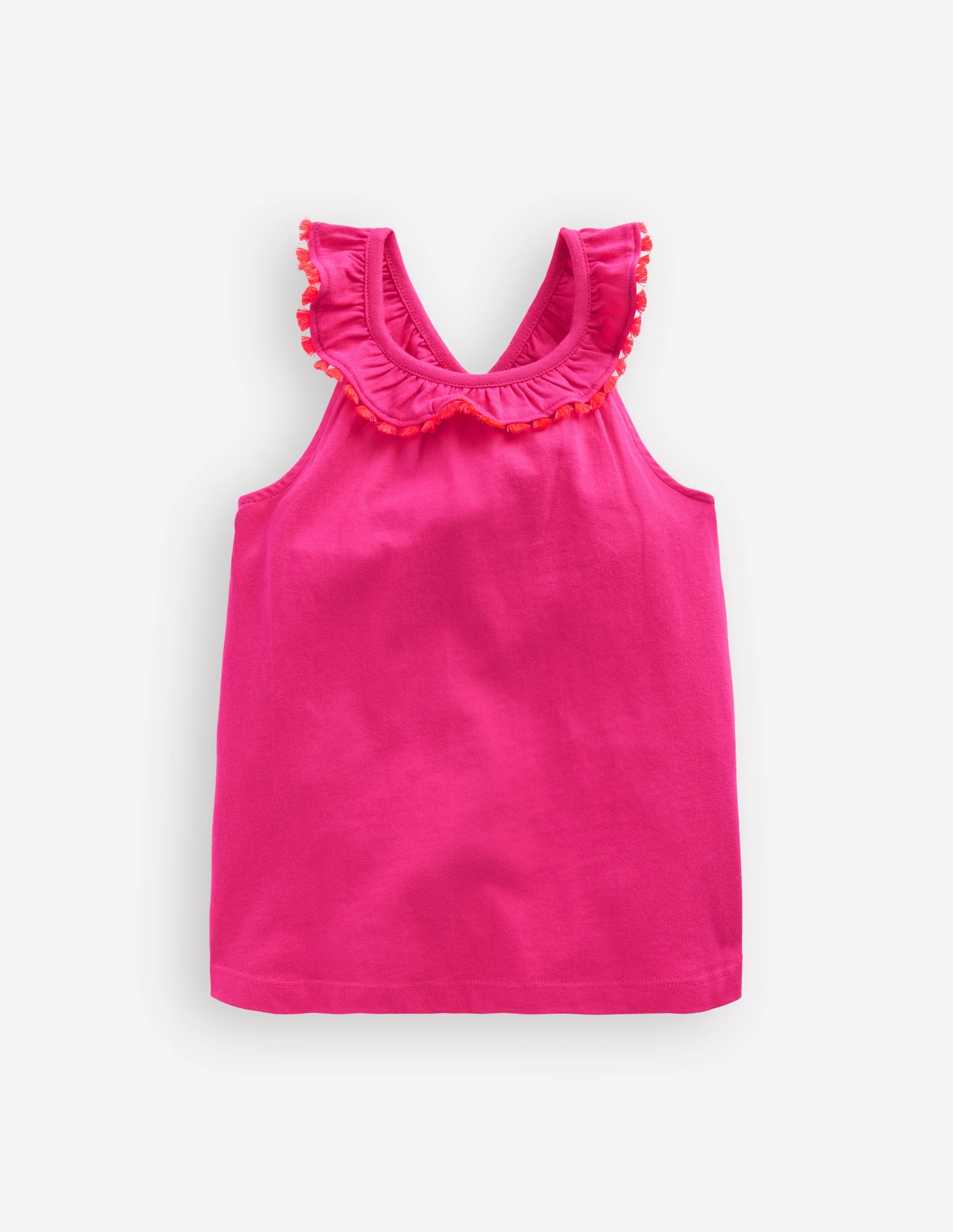 Oberteil mit Rüschenausschnitt-Kräftiges Rosa