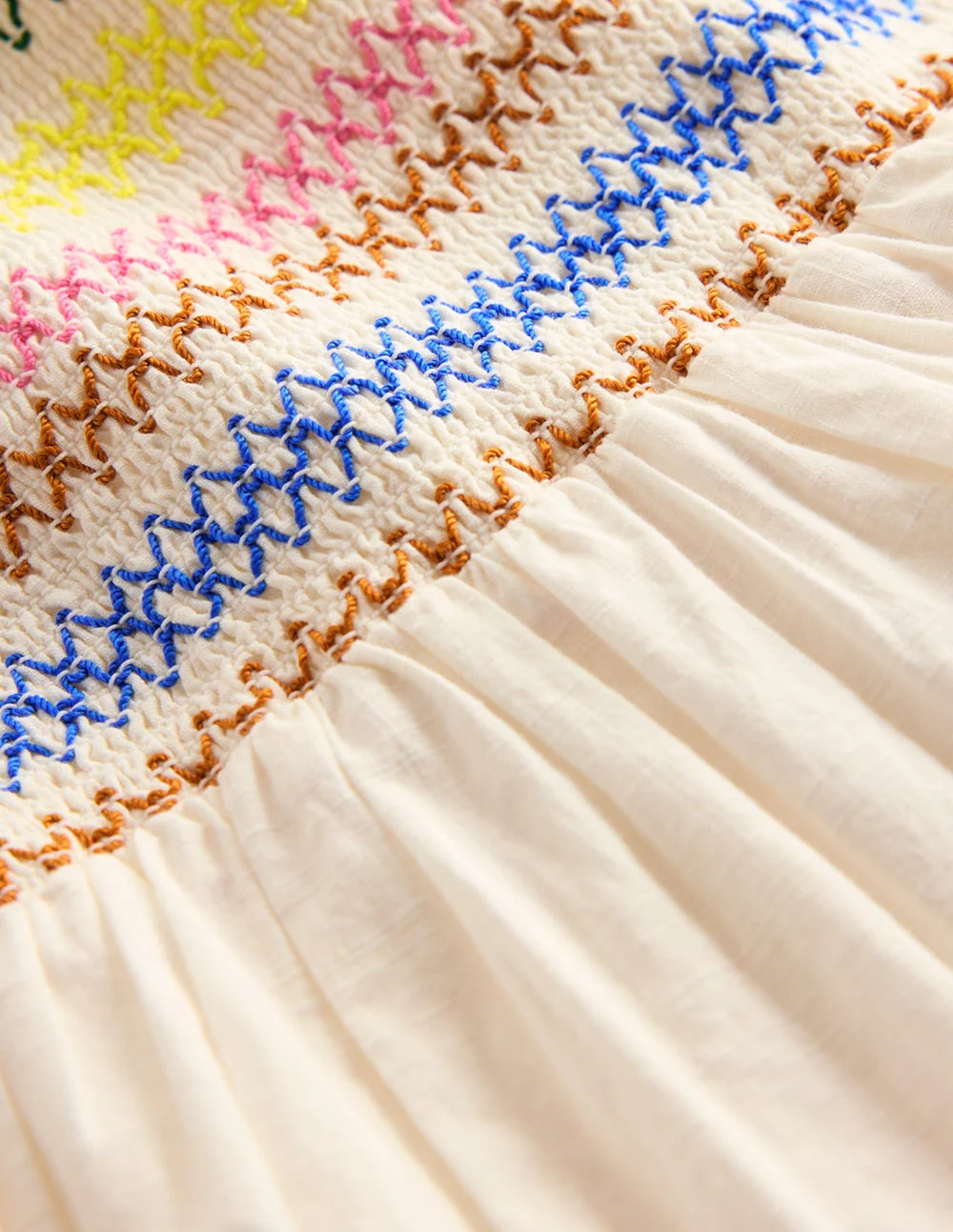Odette Gewebtes Sommerkleid mit Stufendesign-Sanftes Naturweiß - Image 3