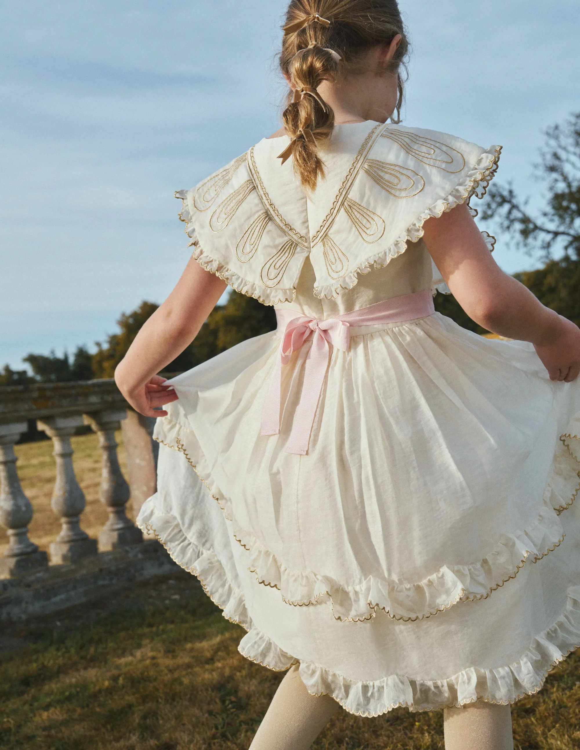 Organza-Rüschenkleid mit Engelsflügeloptik-Elfenbein - Image 5
