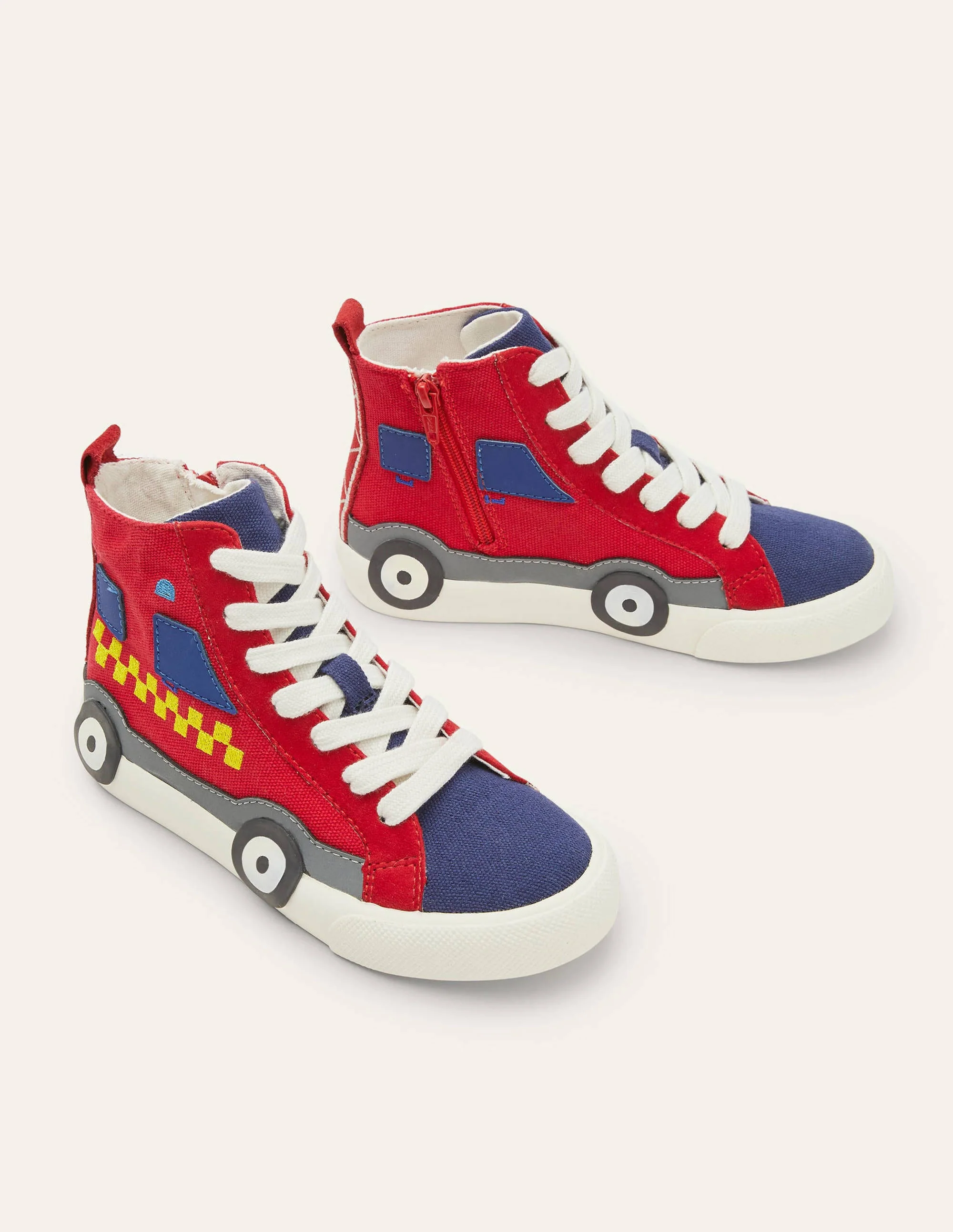 Originelle hochgeschnittene Schuhe-Rot, Feuerwehrauto