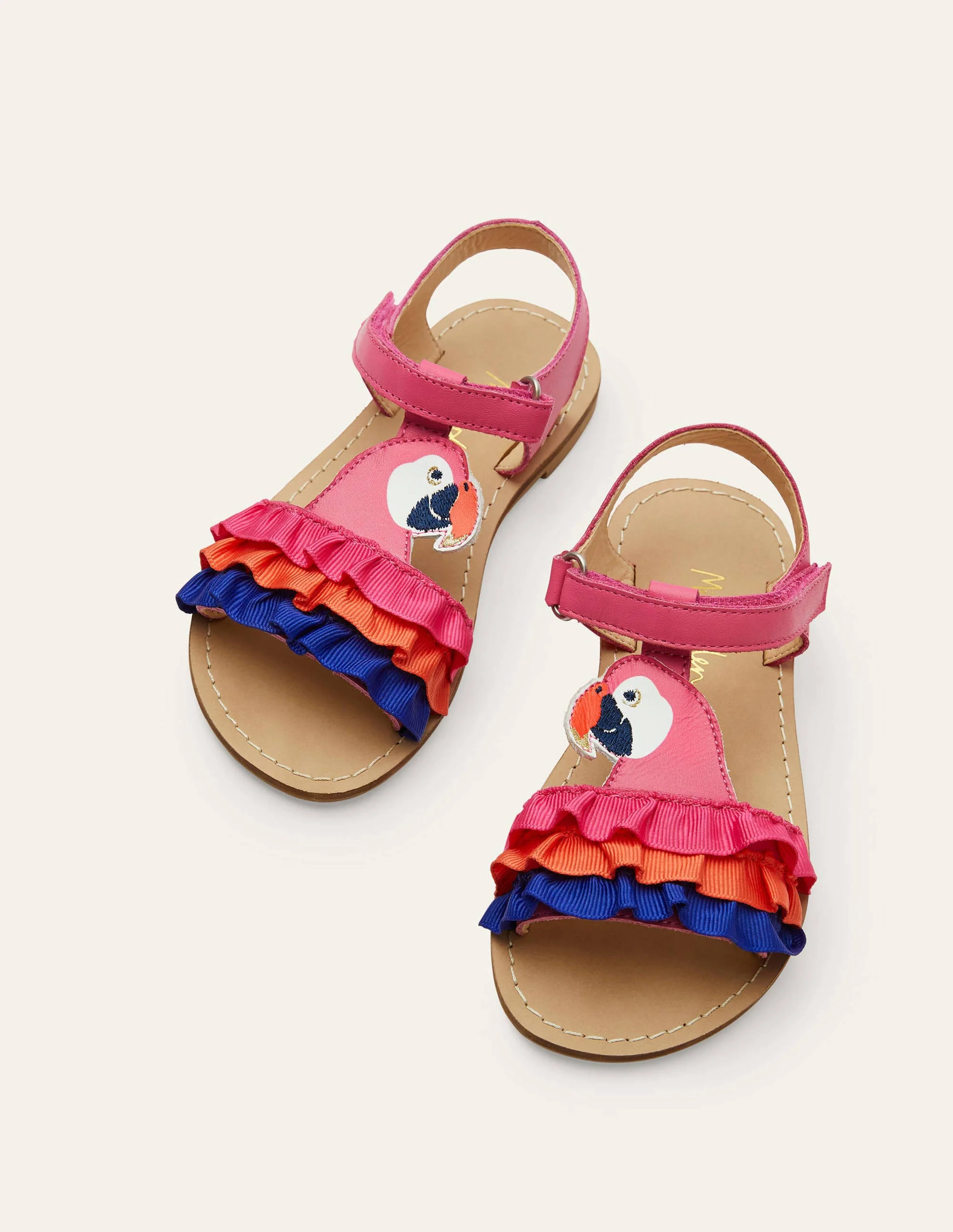 Originelle Ledersandalen-Bunt, Papagei