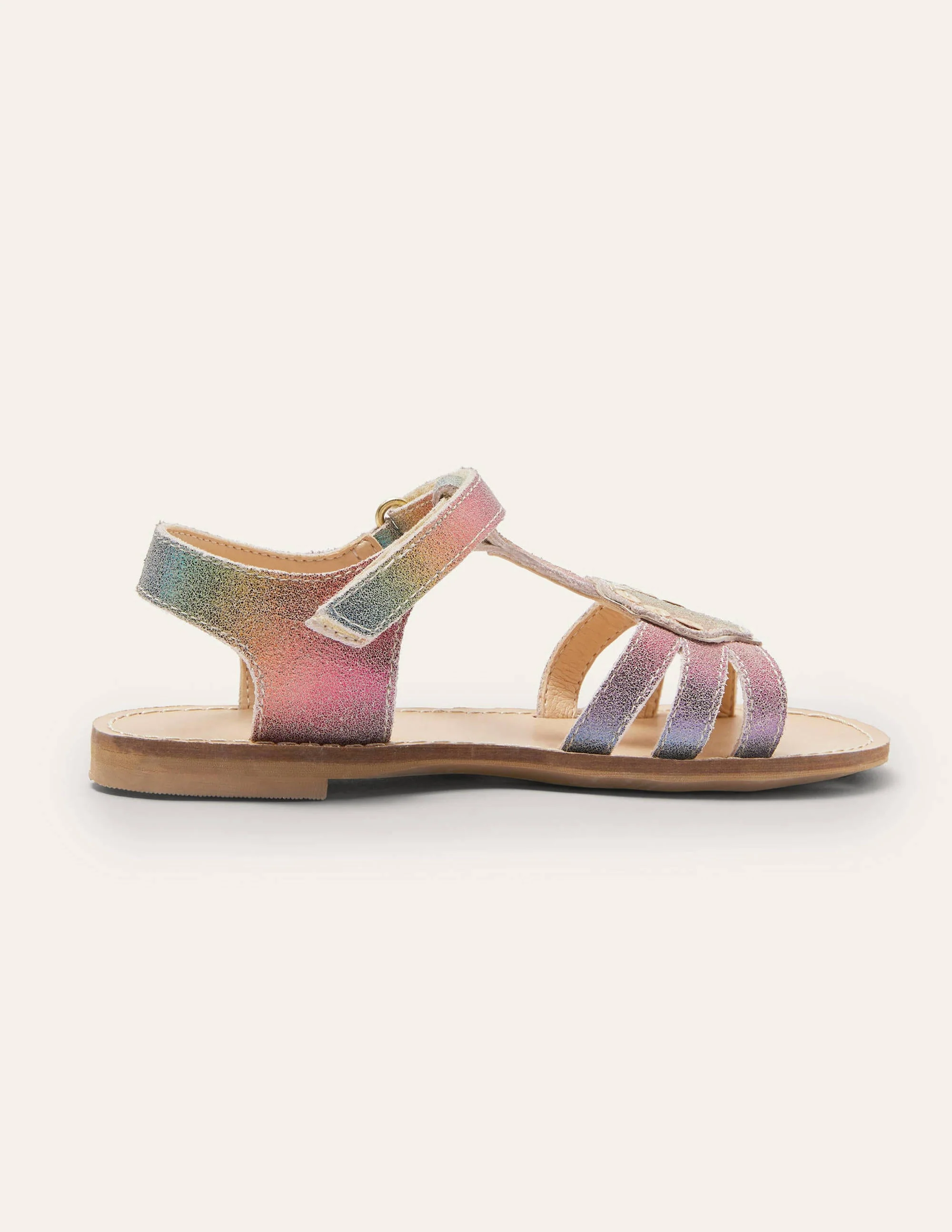 Originelle Ledersandalen-Regenbogen/Metallic, Muschel - Image 2