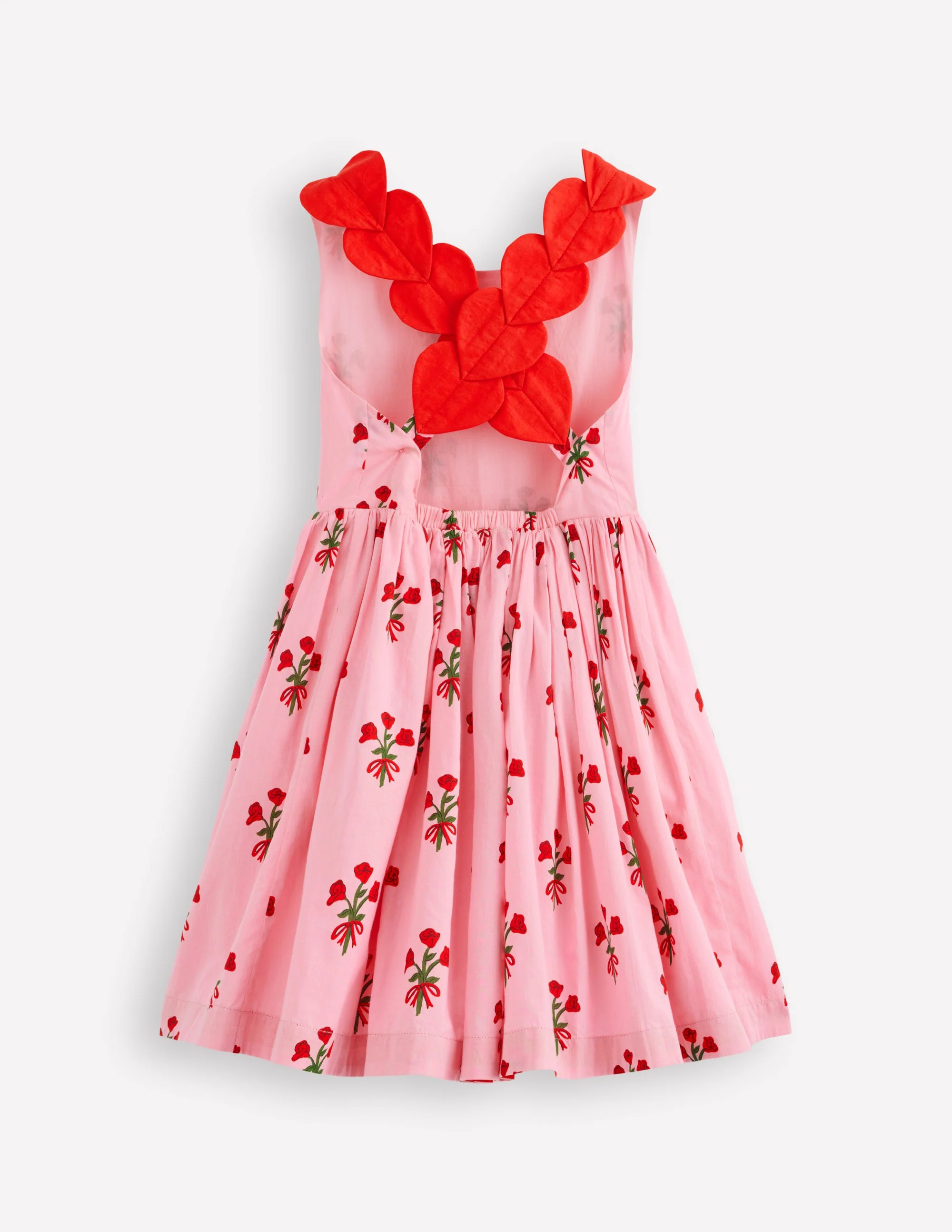 Originelles Kleid mit gekreuzten Rückenträgern-Kaugummirosa Kleiner Blumenstrauß - Image 2
