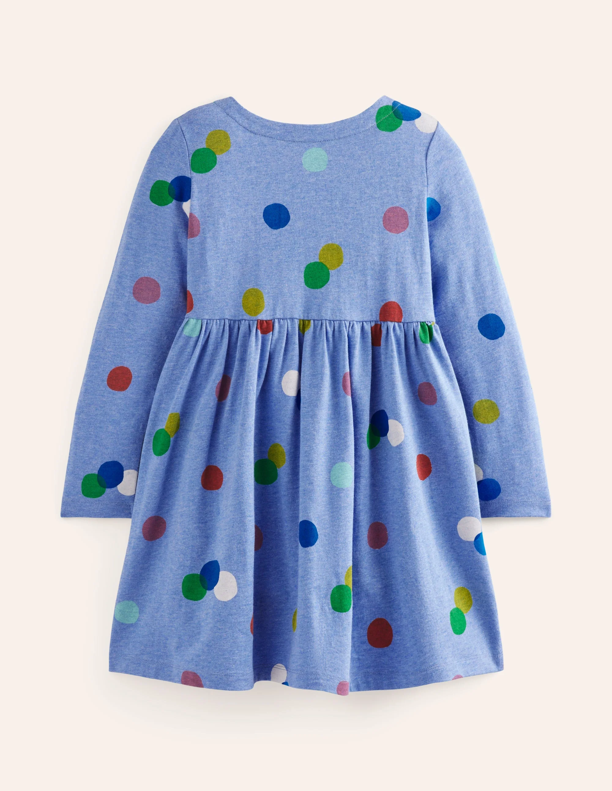 Originelles langärmeliges Jerseykleid-Blau Meliert, Gepunktet - Image 2