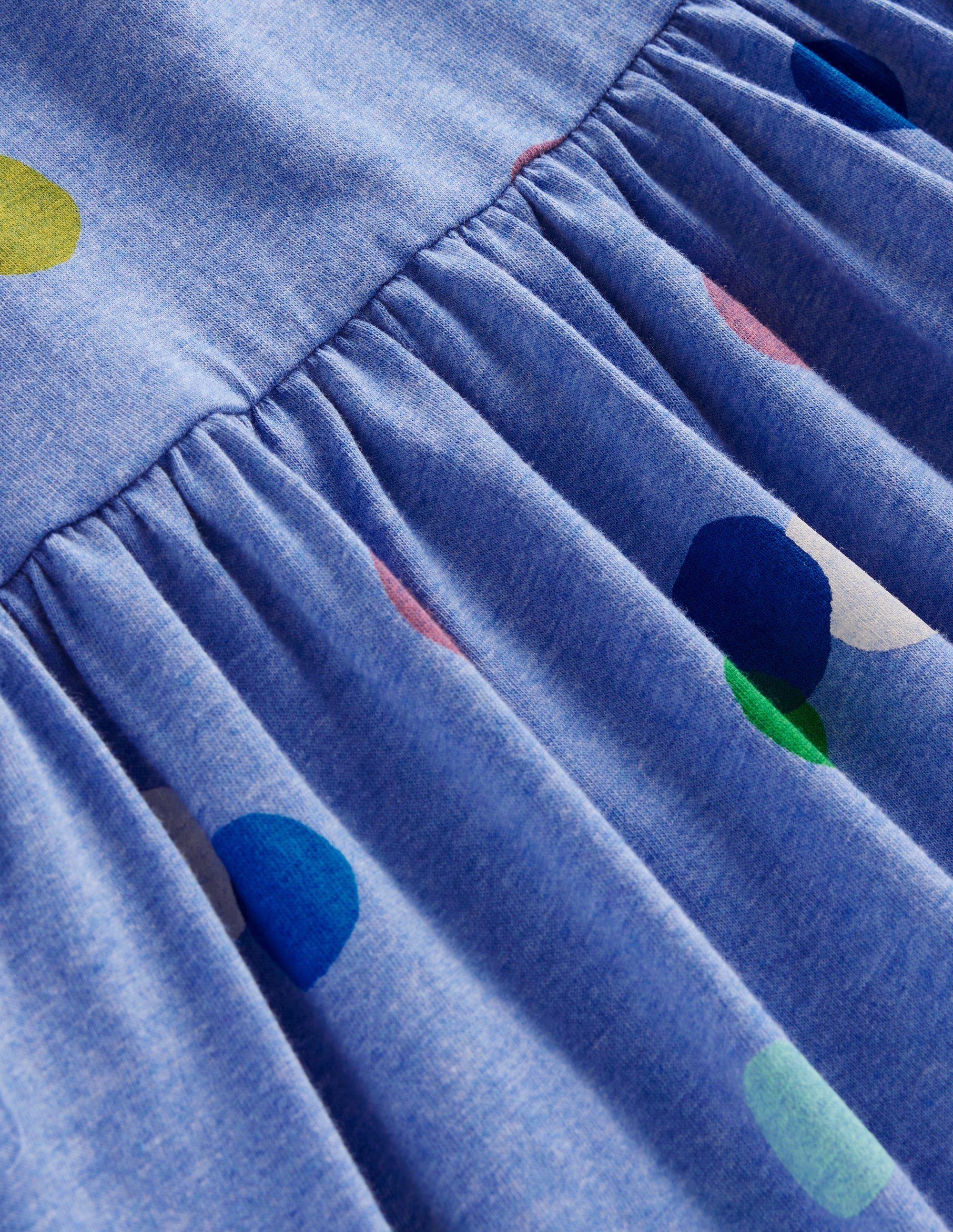 Originelles langärmeliges Jerseykleid-Blau Meliert, Gepunktet - Image 3