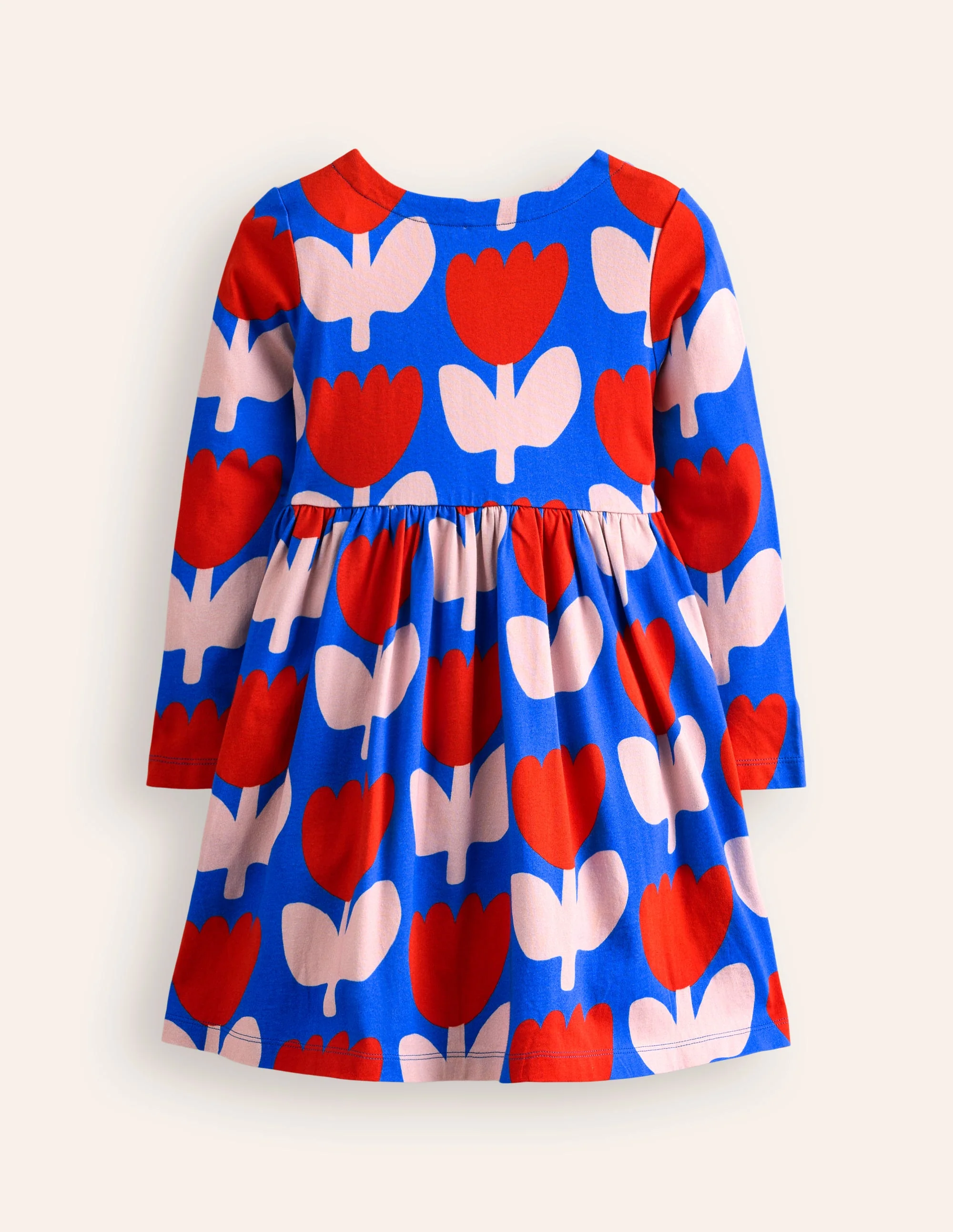 Originelles langärmeliges Jerseykleid-Eisvogel Blau Blumenmuster - Image 2