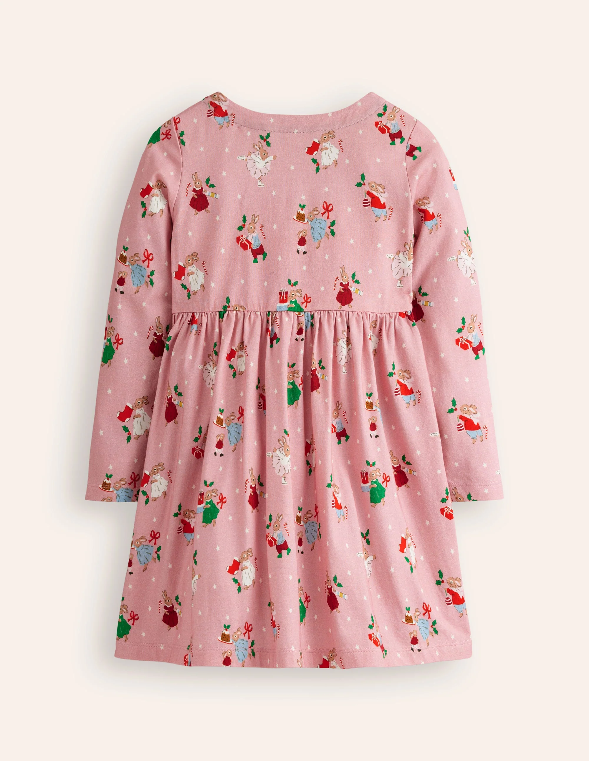 Originelles langärmeliges Jerseykleid-Vintage-Rosa Festlich Hase - Image 2