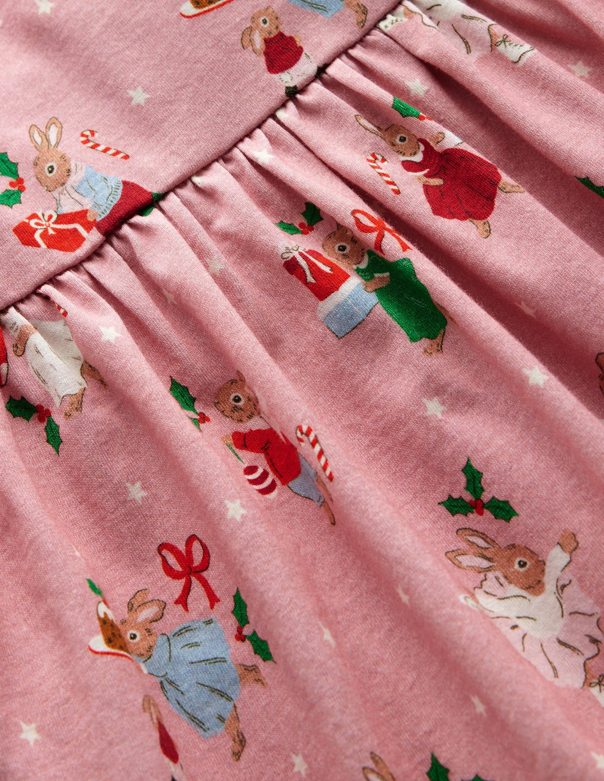 Originelles langärmeliges Jerseykleid-Vintage-Rosa Festlich Hase - Image 3