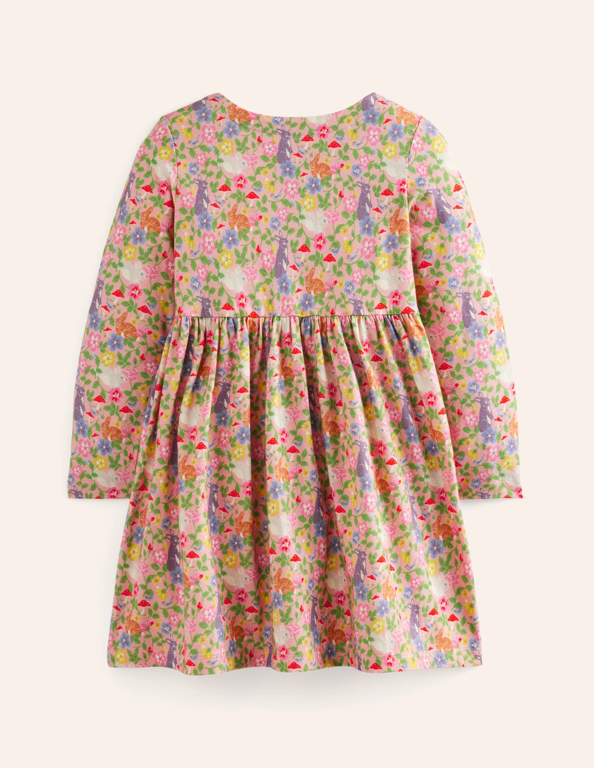 Originelles langärmeliges Jerseykleid-Vintage-Rosa Hase Feld - Image 2