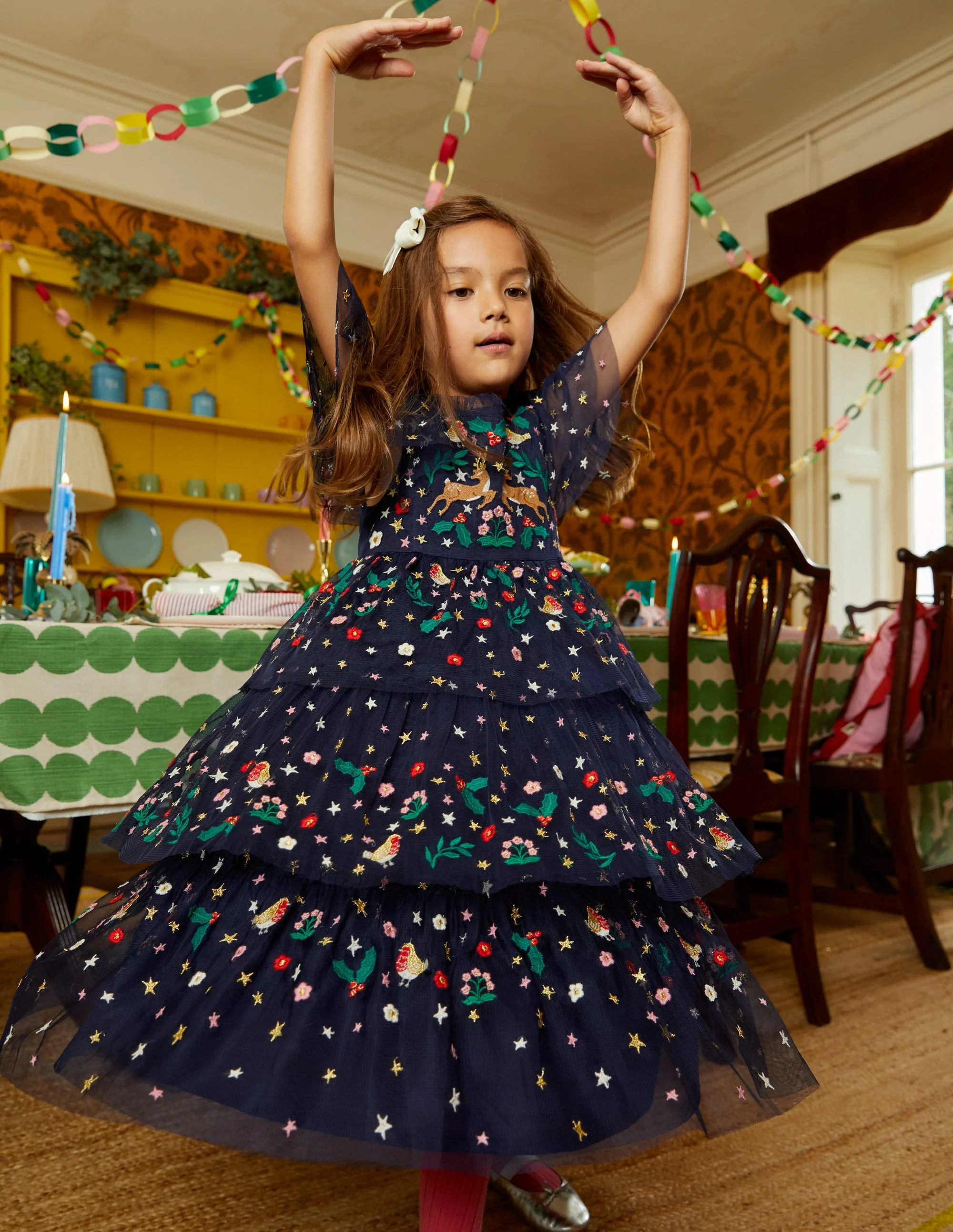 Partykleid aus Tüll mit Stickerei-Französisches Marineblau - Image 4