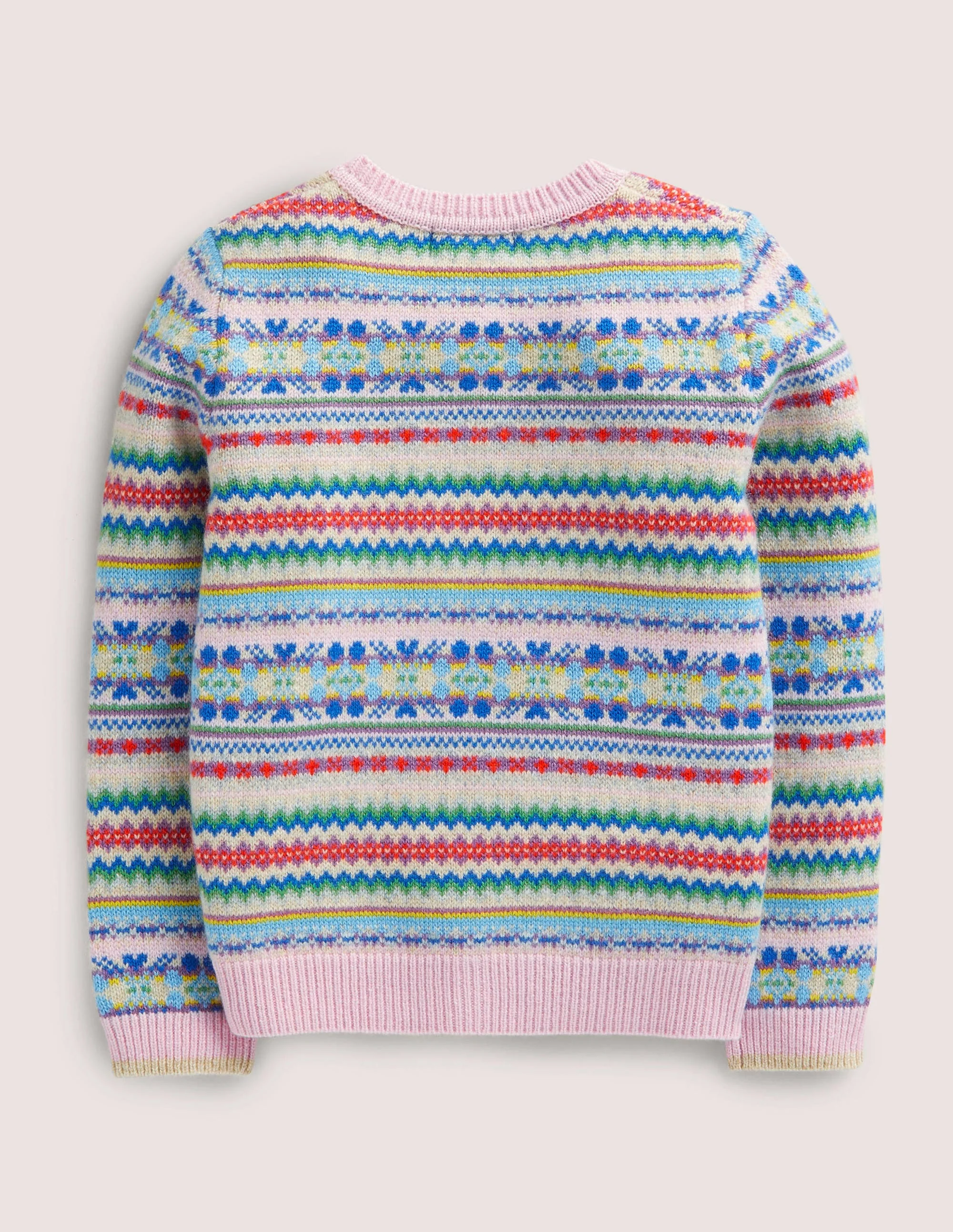 Pink Fair Isle Cashmere Cardigan-Delfinrosa, Buntes Fair-Isle-Muster - Image 2