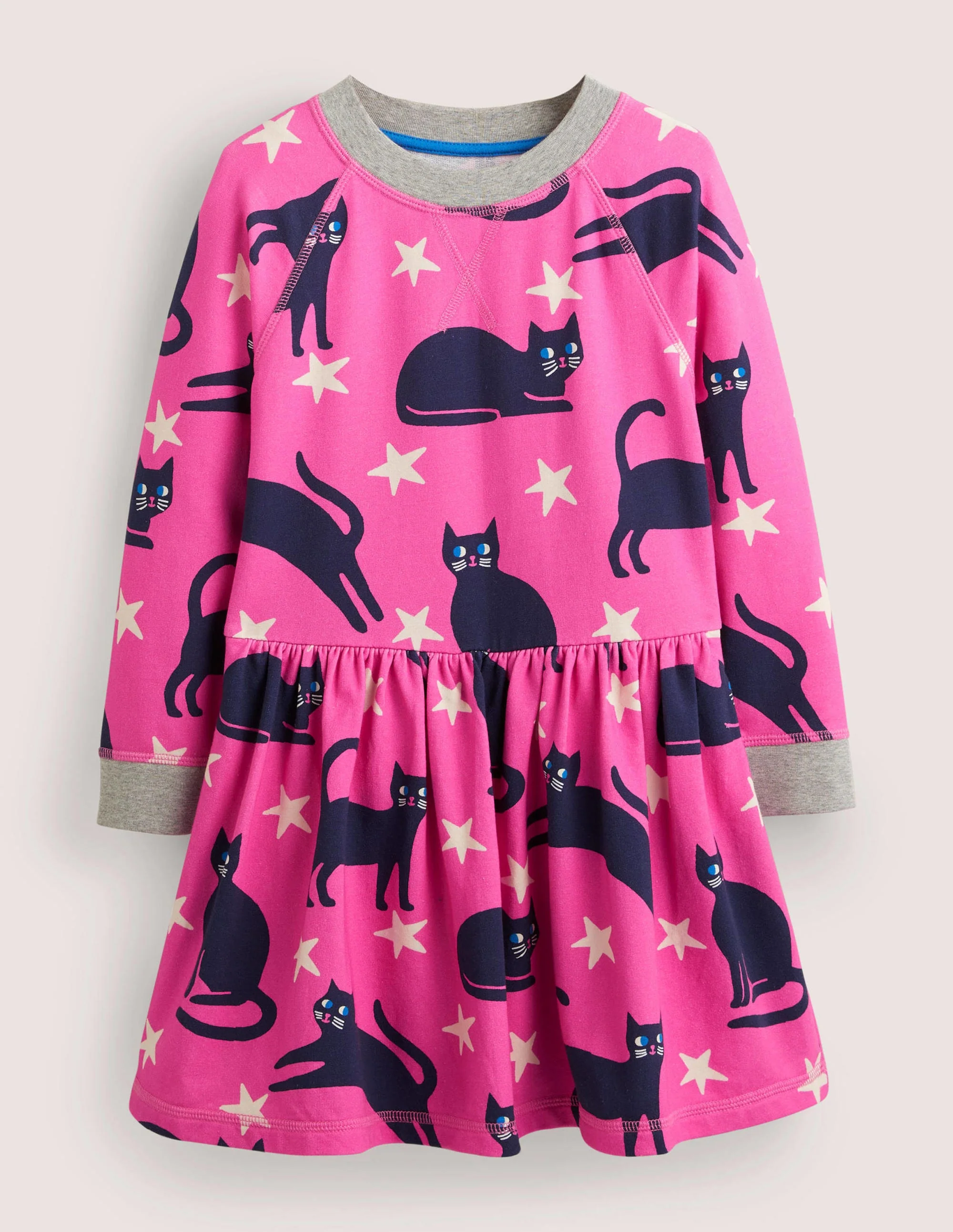 Pink Halloween Cats Sweatshirt Dress-Rosarot, Katzen