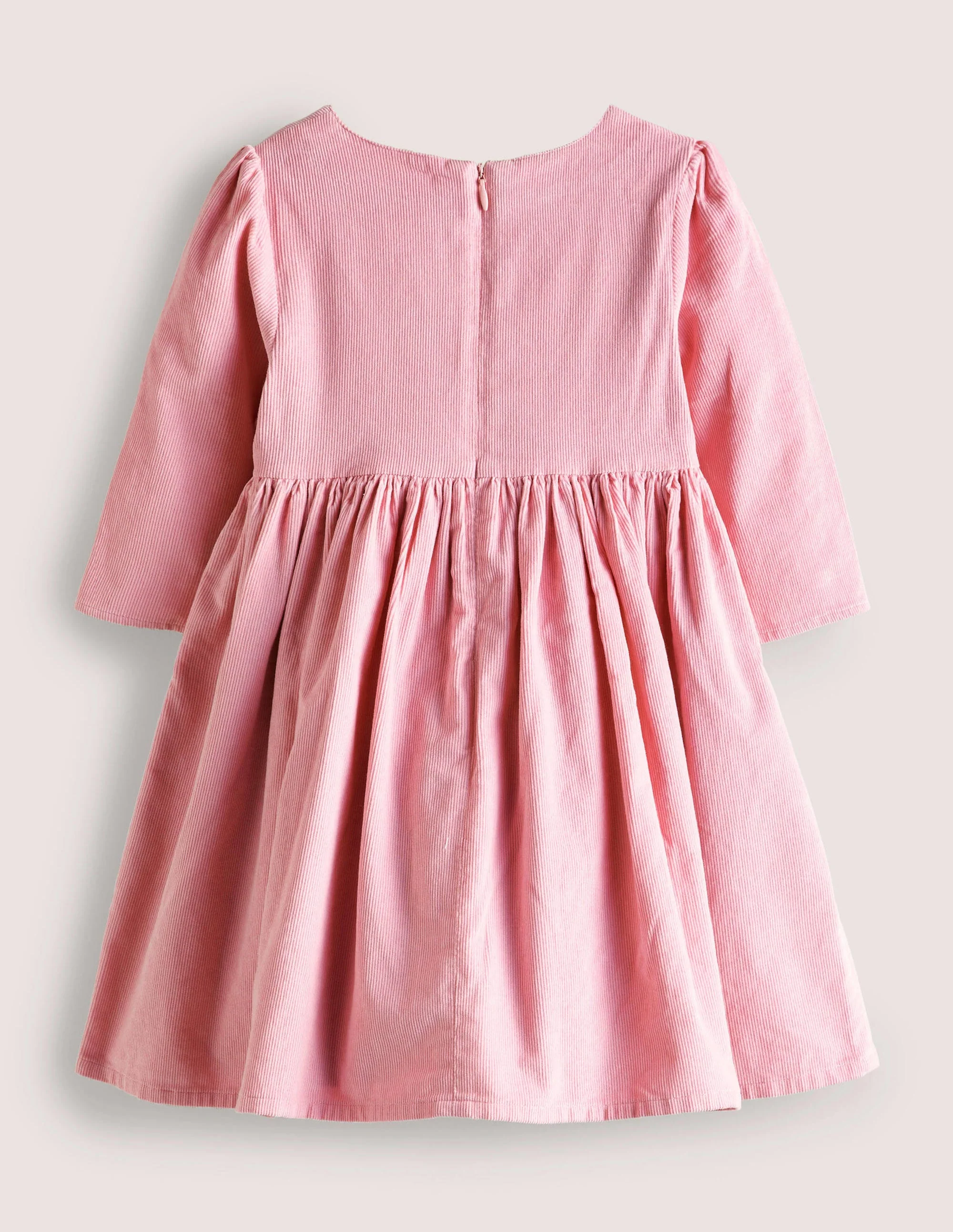 Pink Reindeer Cord Embroidered Party Dress-Cameo-Rosa, Rentier - Image 2