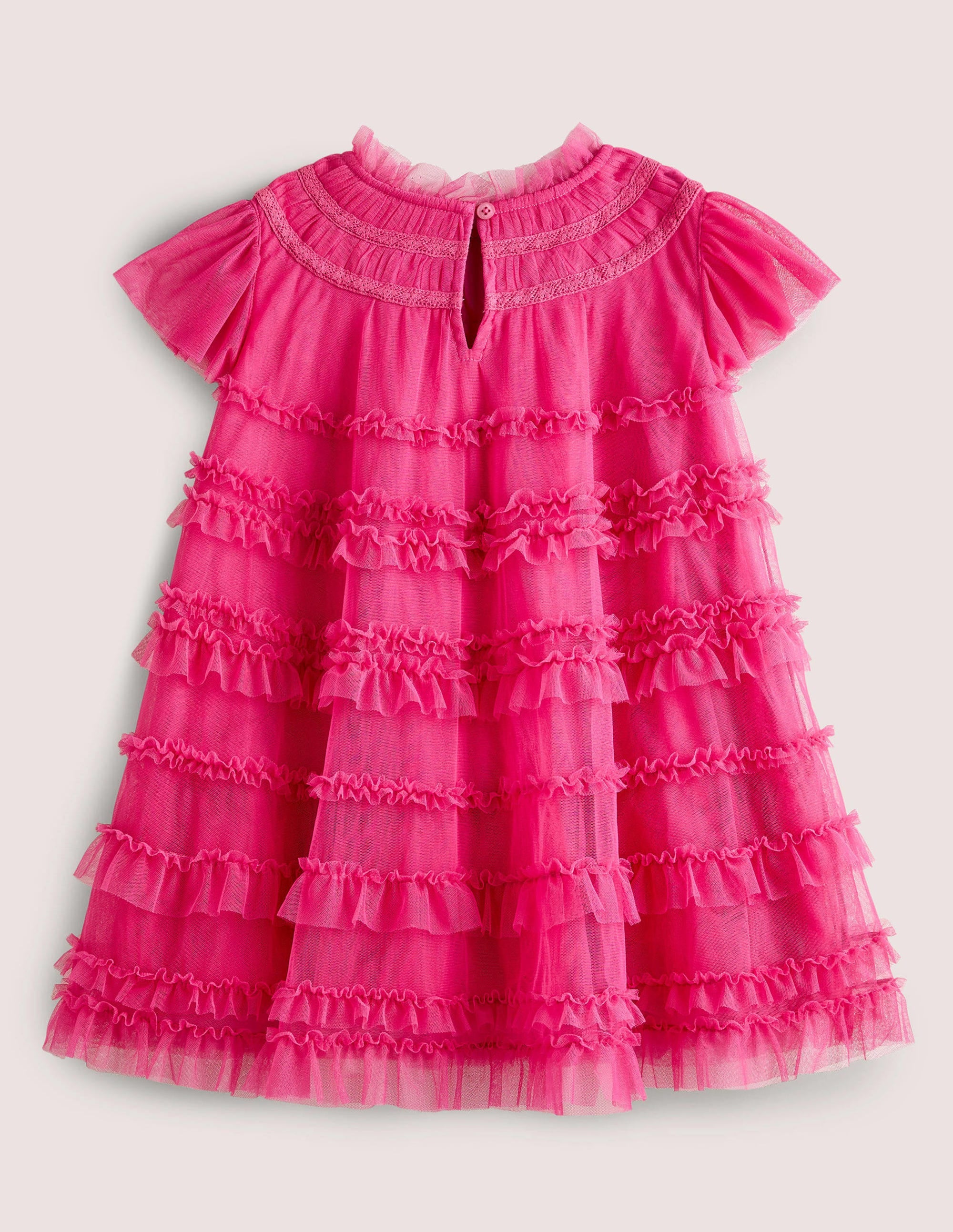 Pink Tulle Tiered Party Dress-Bonbonrosa - Image 2