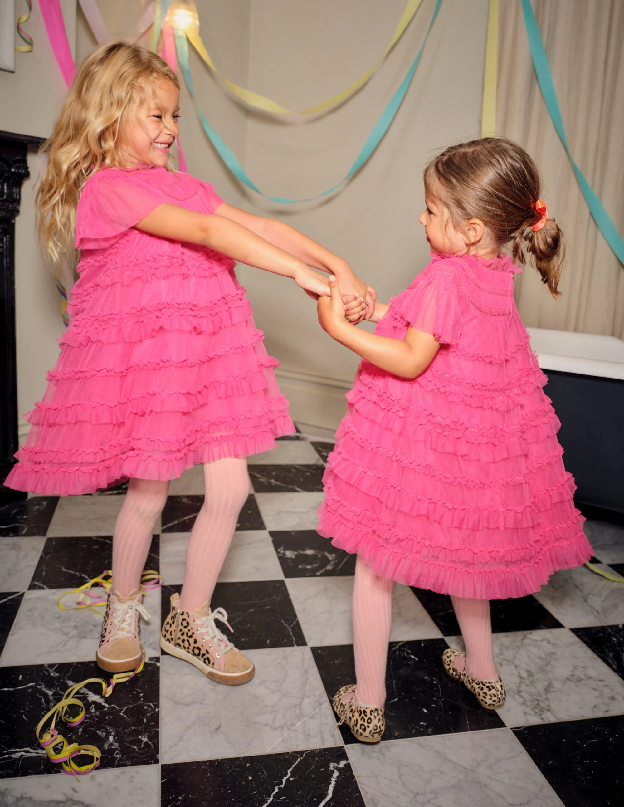Pink Tulle Tiered Party Dress-Bonbonrosa - Image 5