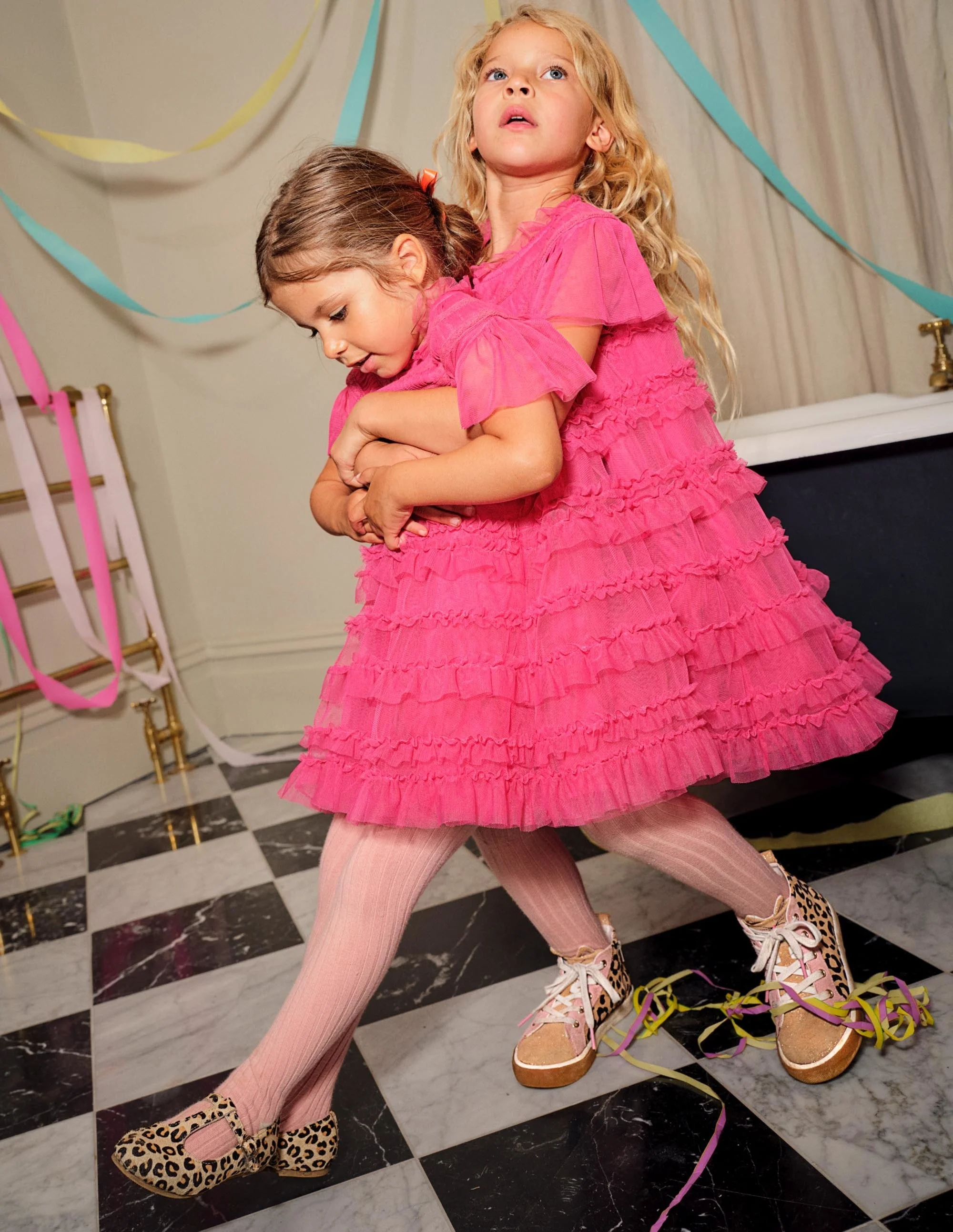 Pink Tulle Tiered Party Dress-Bonbonrosa - Image 7