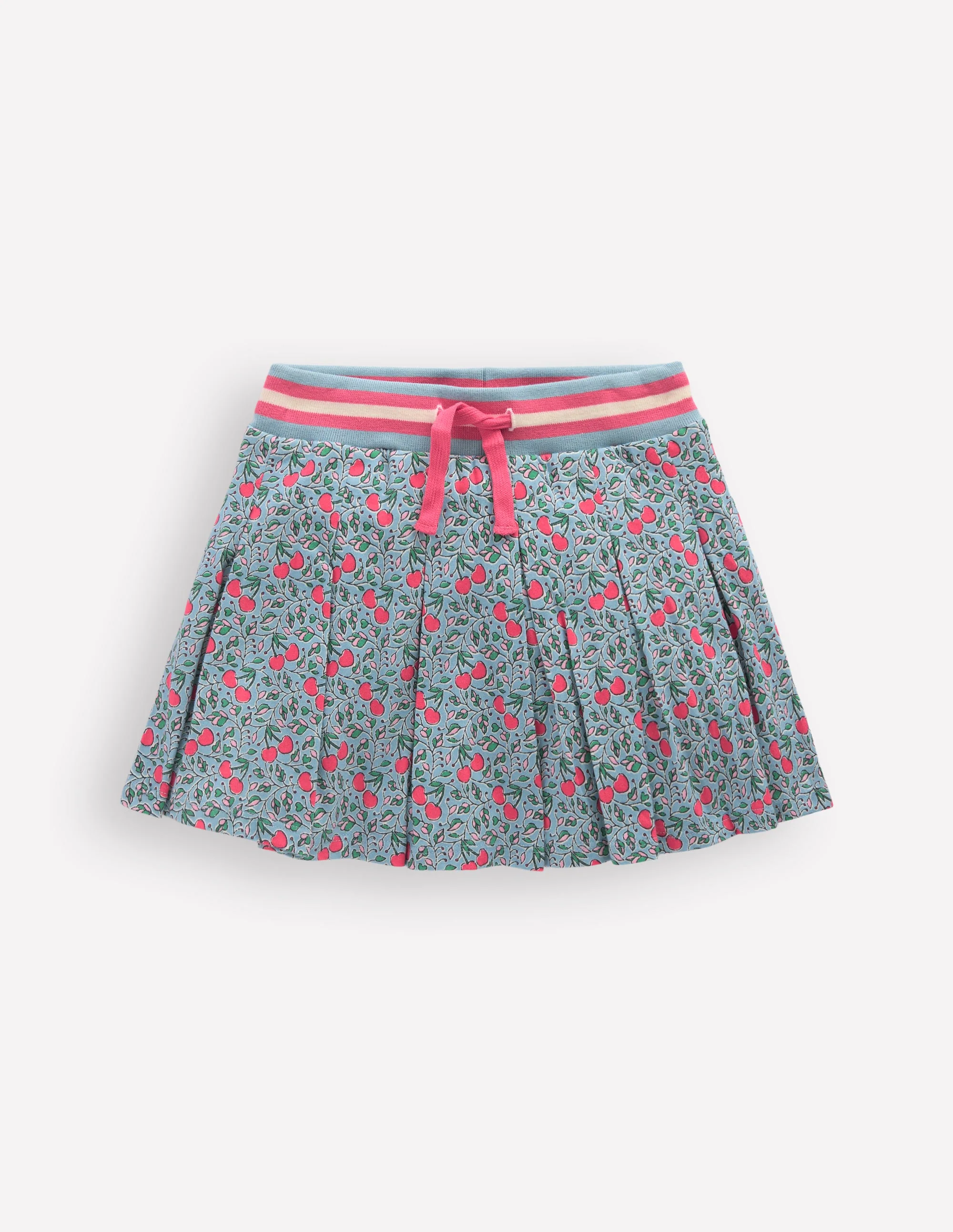 Plissierter Jersey-Skort-Blau Kirschen