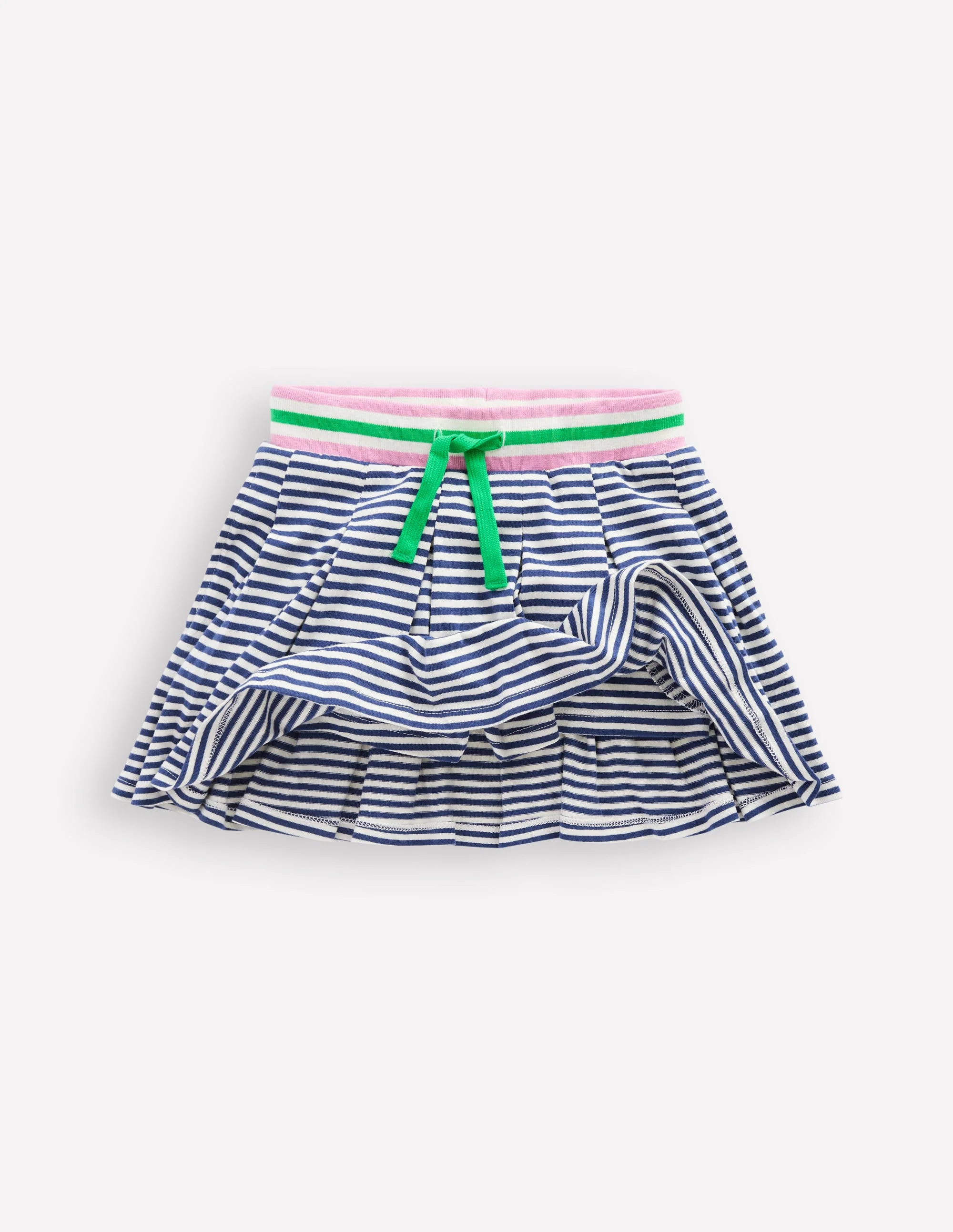 Plissierter Jersey-Skort-Steuerbordblau Naturweiß Streifen - Image 4