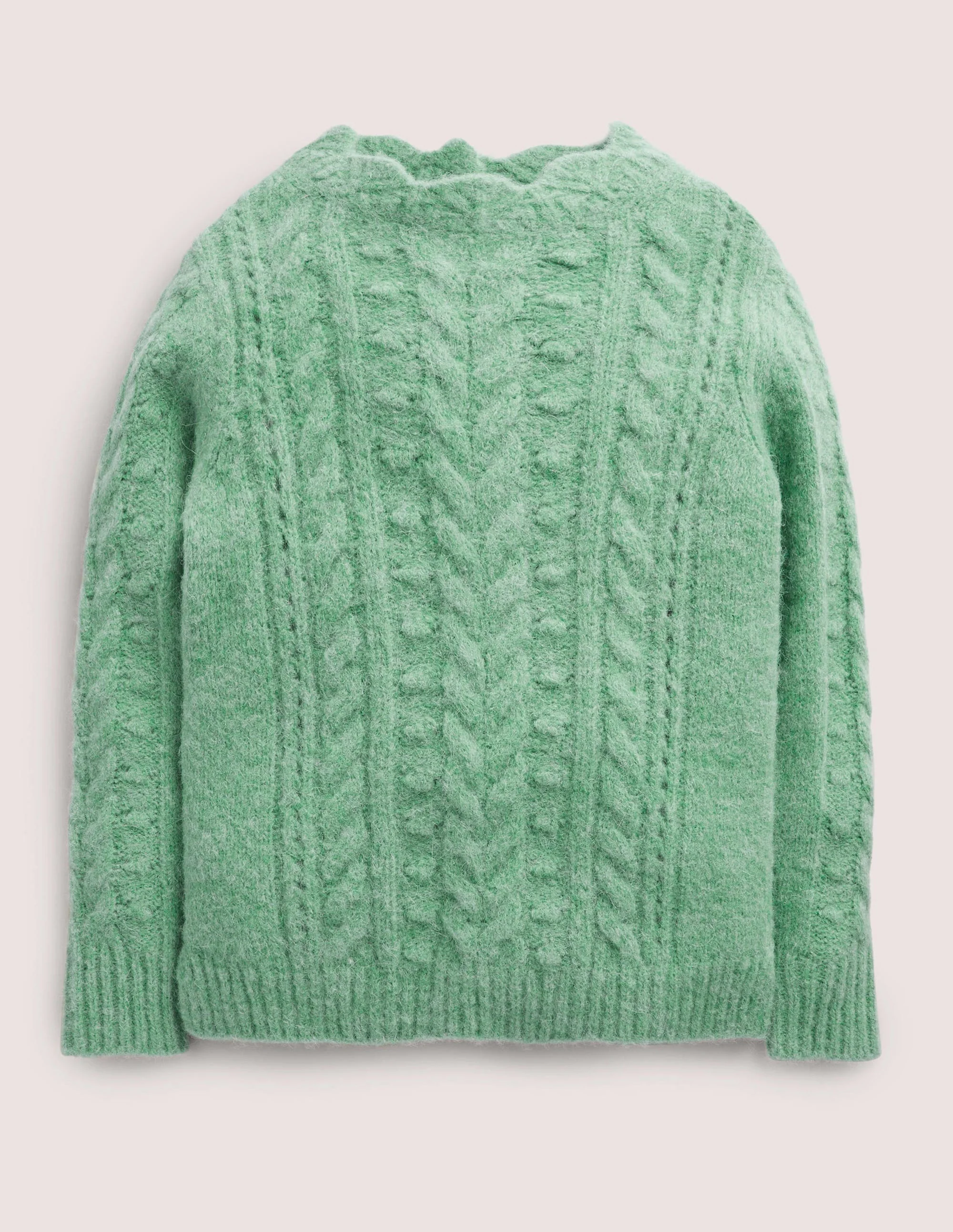 Pointelle-Pullover mit Zopfmuster-Zultanitgrün