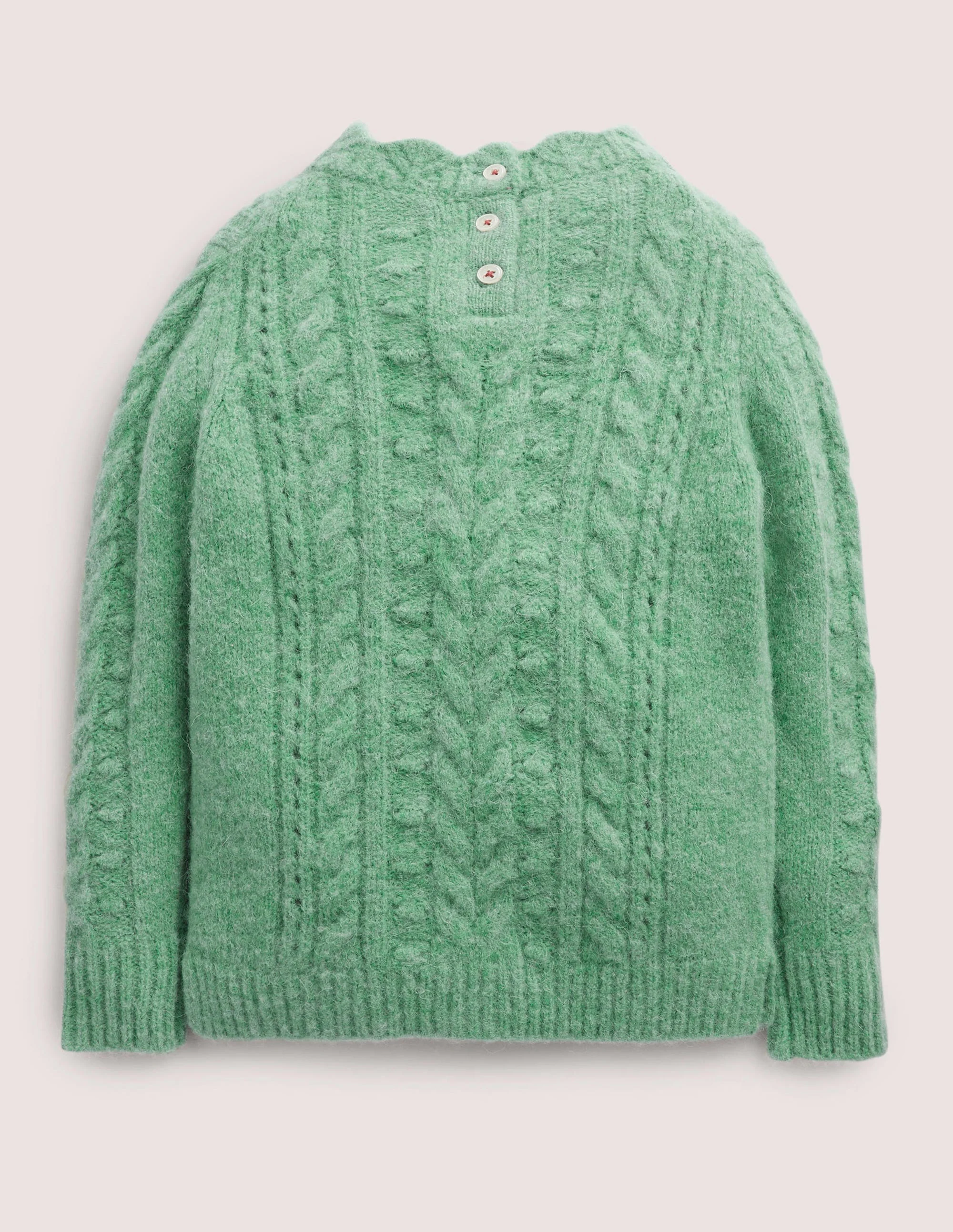 Pointelle-Pullover mit Zopfmuster-Zultanitgrün - Image 2