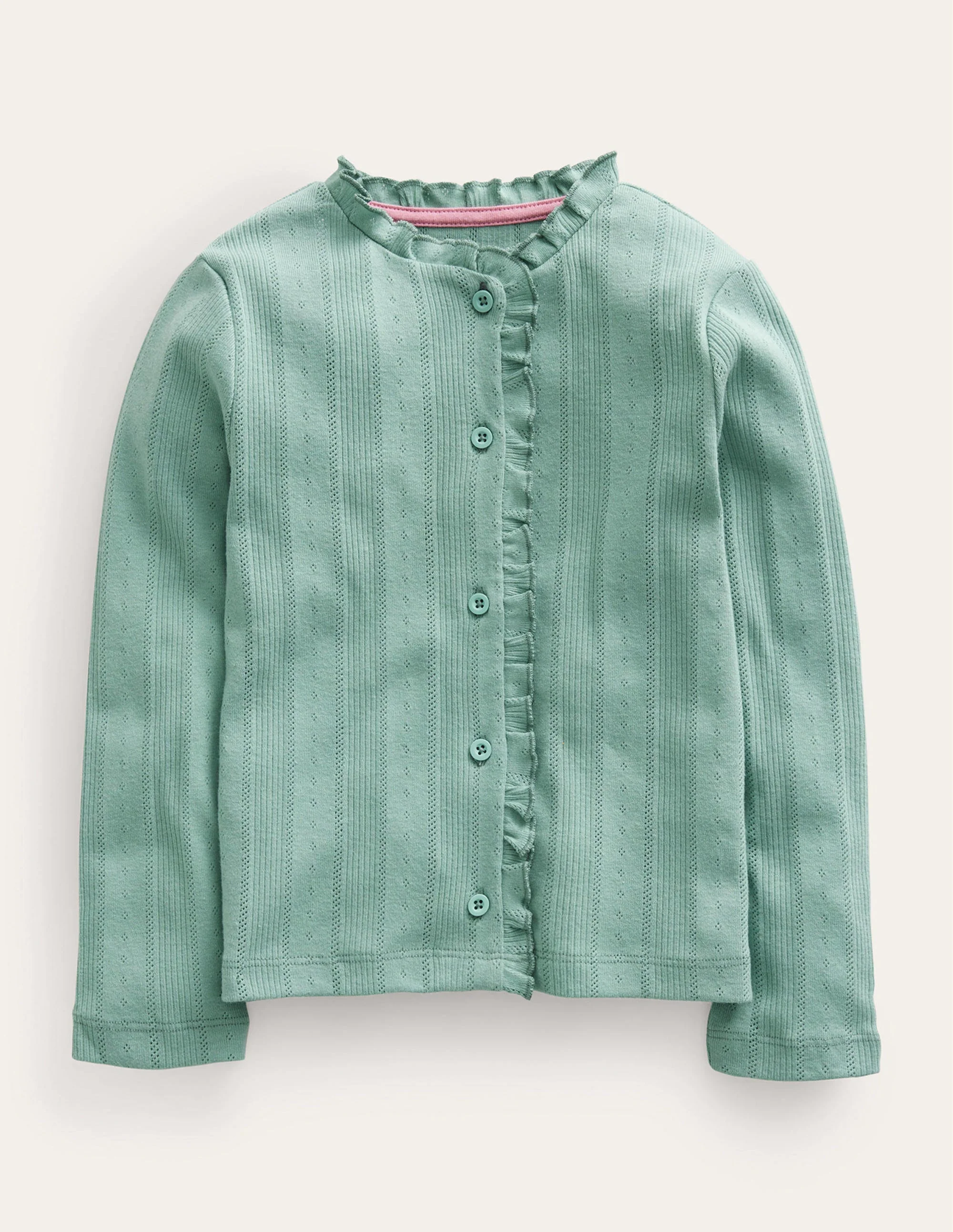 Pointelle-Strickjacke-Rauchgrün