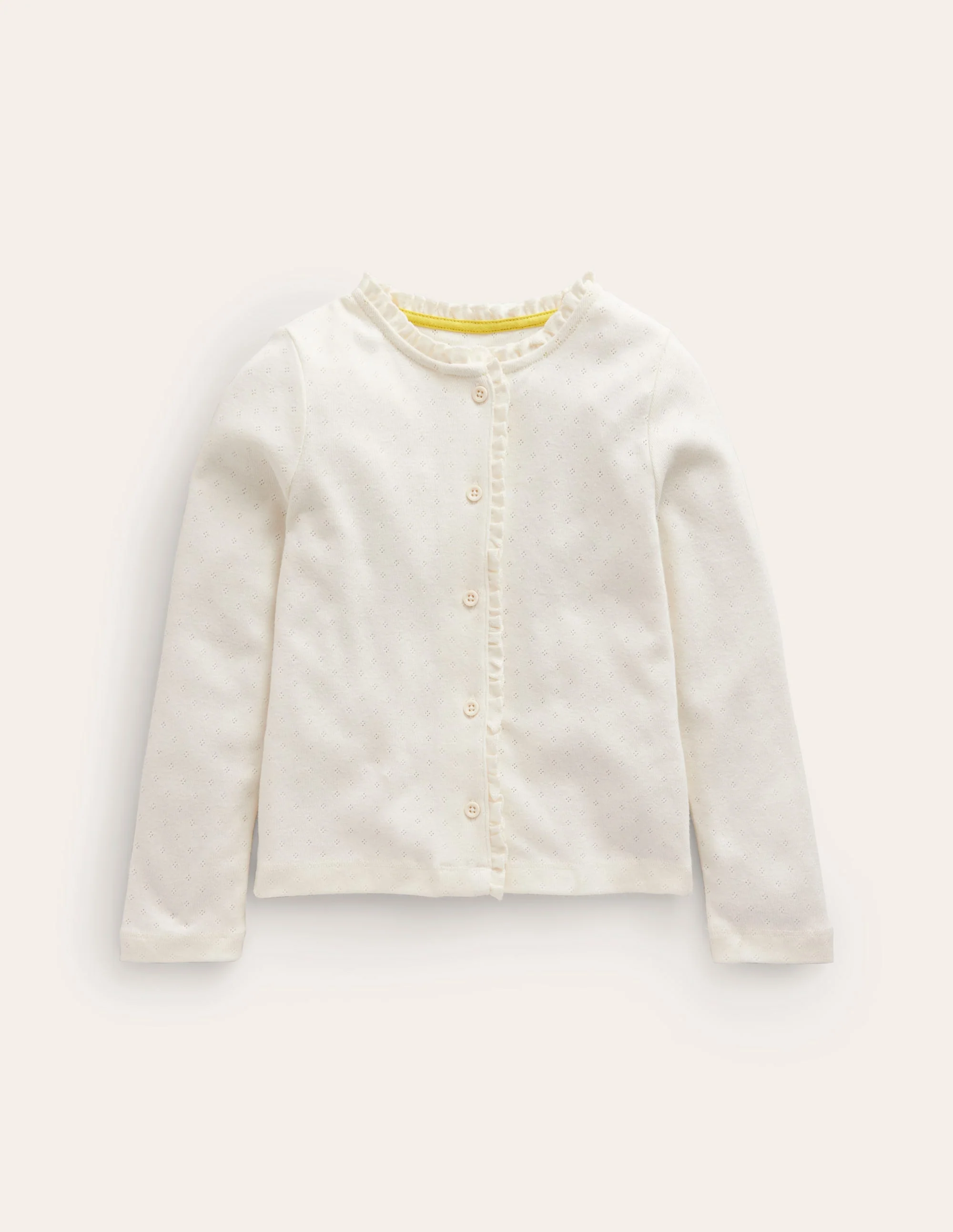 Pointelle-Strickjacke-Vanille