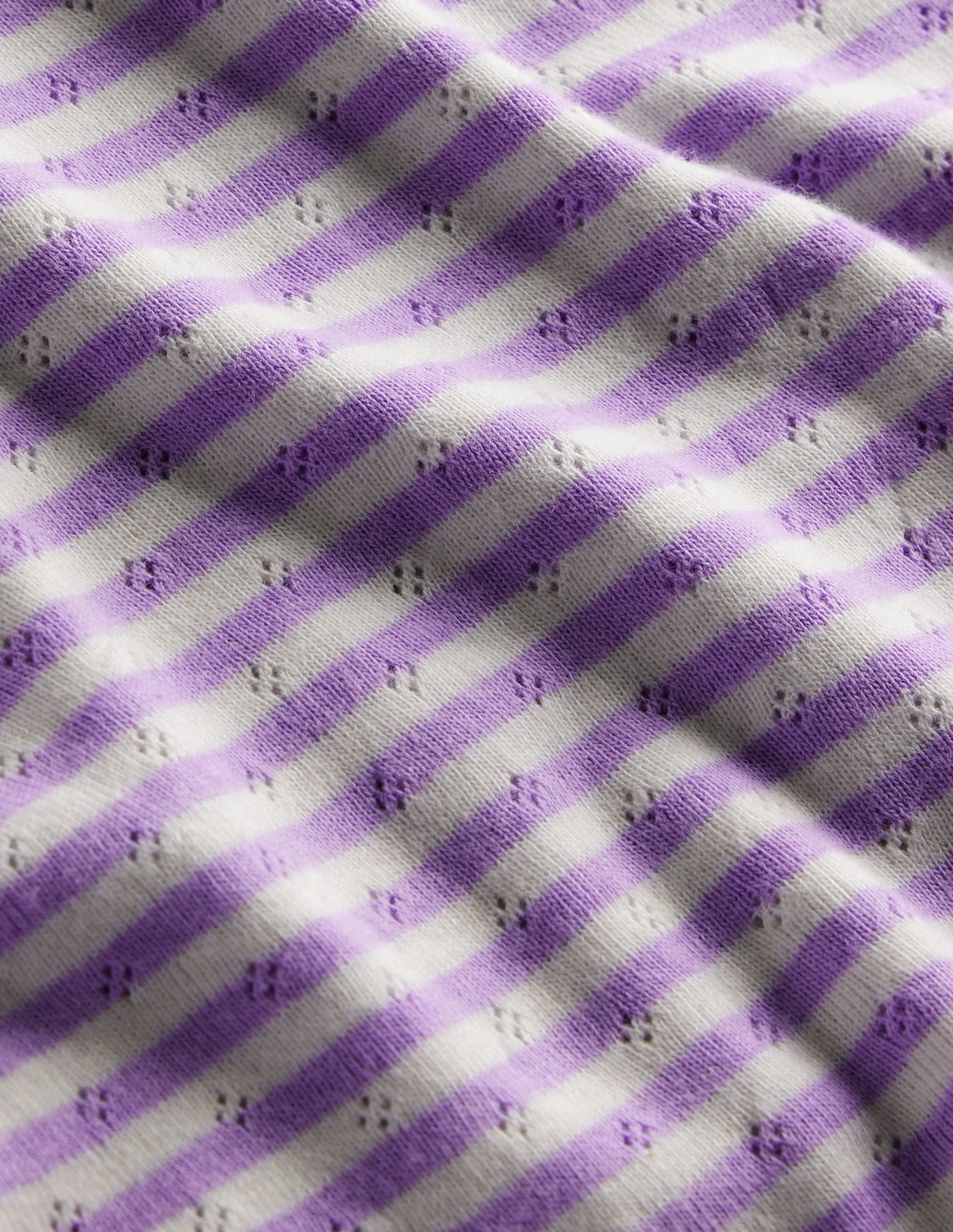 Pointelle-Top-Naturweiß/Lavendel Streifen - Image 3