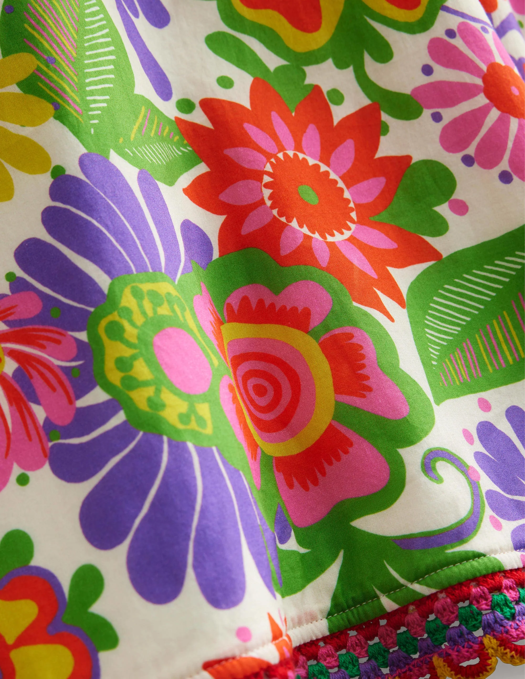 Poncho-Hoodie aus Frottee-Bunt, Festival-Blumenmuster - Image 3