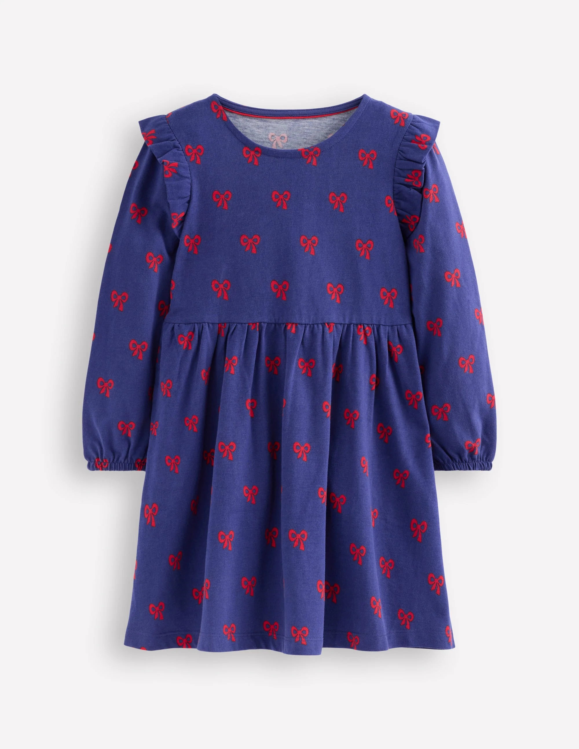 Posie Langärmliges Jerseykleid-Steuerbordblau Winzige Schleifen