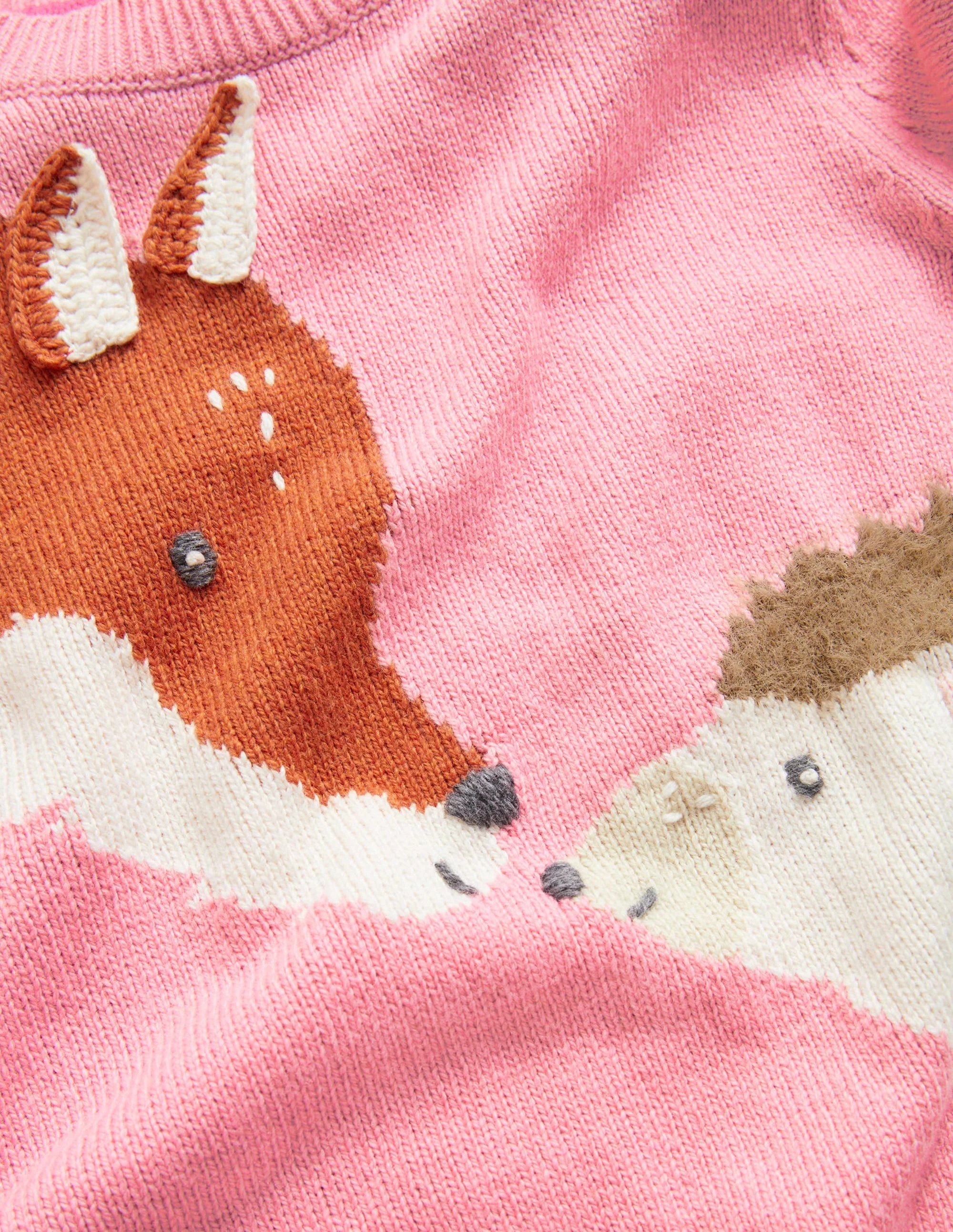 Pullover mit Tiermuster am Arm-Kirschblütenrosa, Fuchs - Image 3