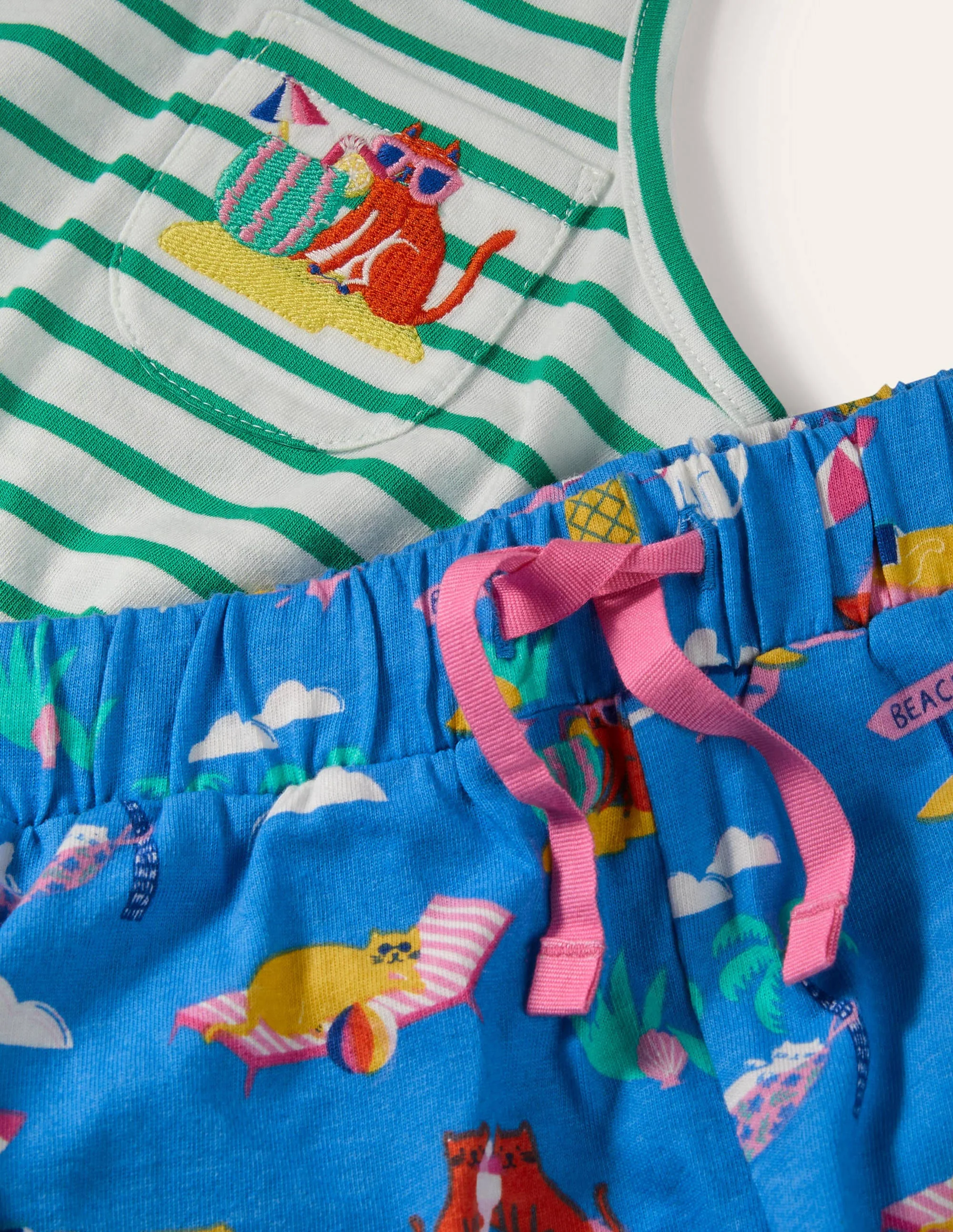 Pyjamaset mit lustiger Tasche-Marokkoblau, Katzen im Urlaub - Image 3