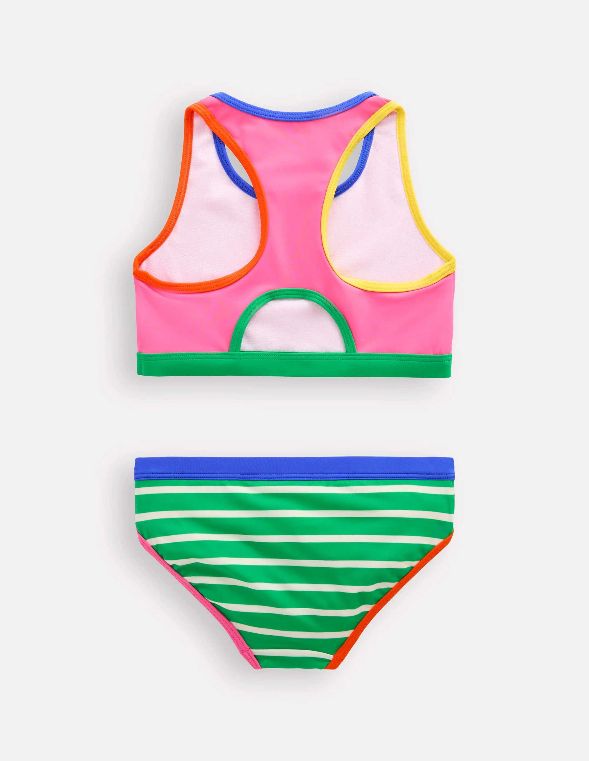 Racerback-Bikini-Flamingorosa/Erbsengrün Streifen - Image 2