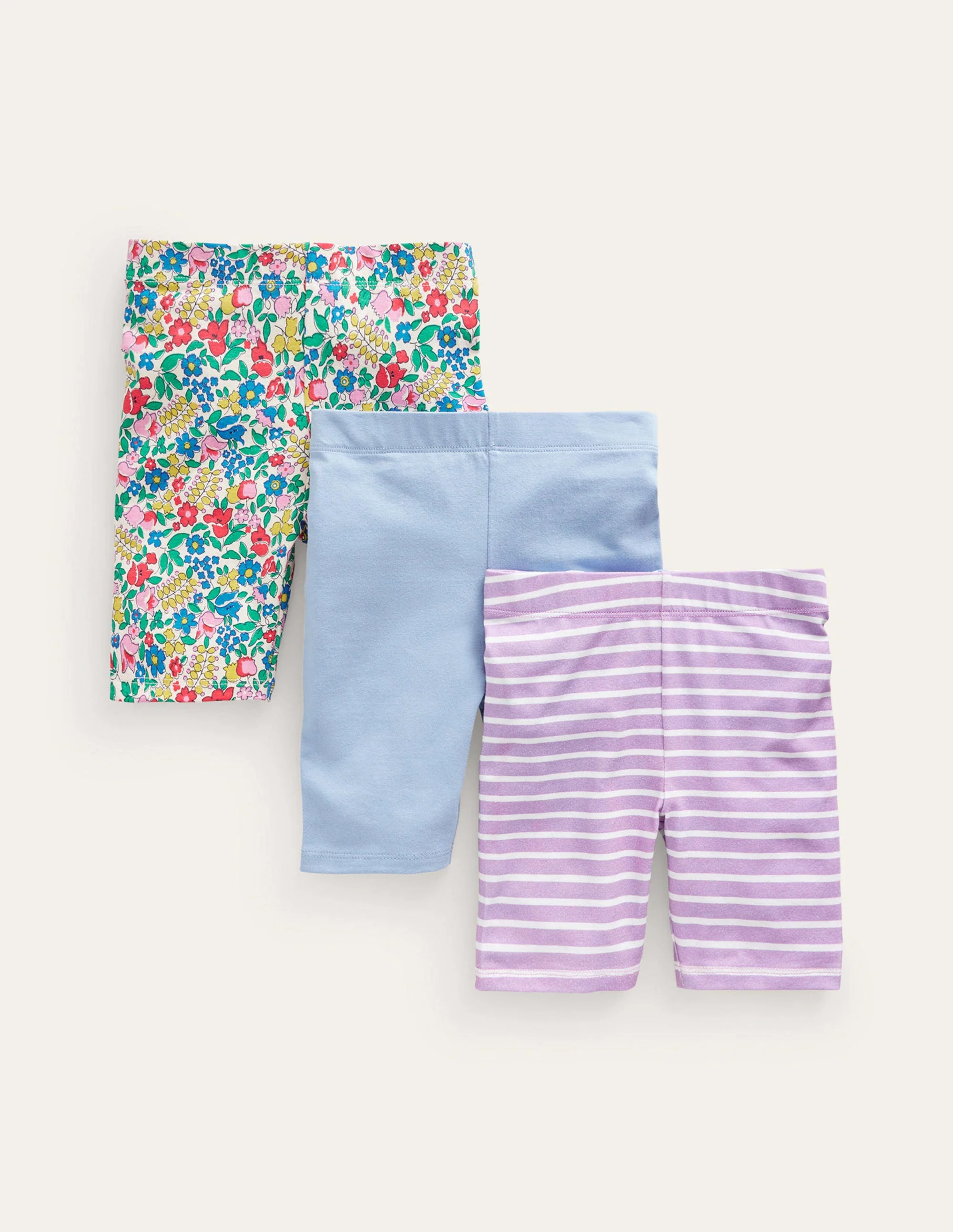 Radlerhosen im 3er-Pack-Bunt Floral/Streifen