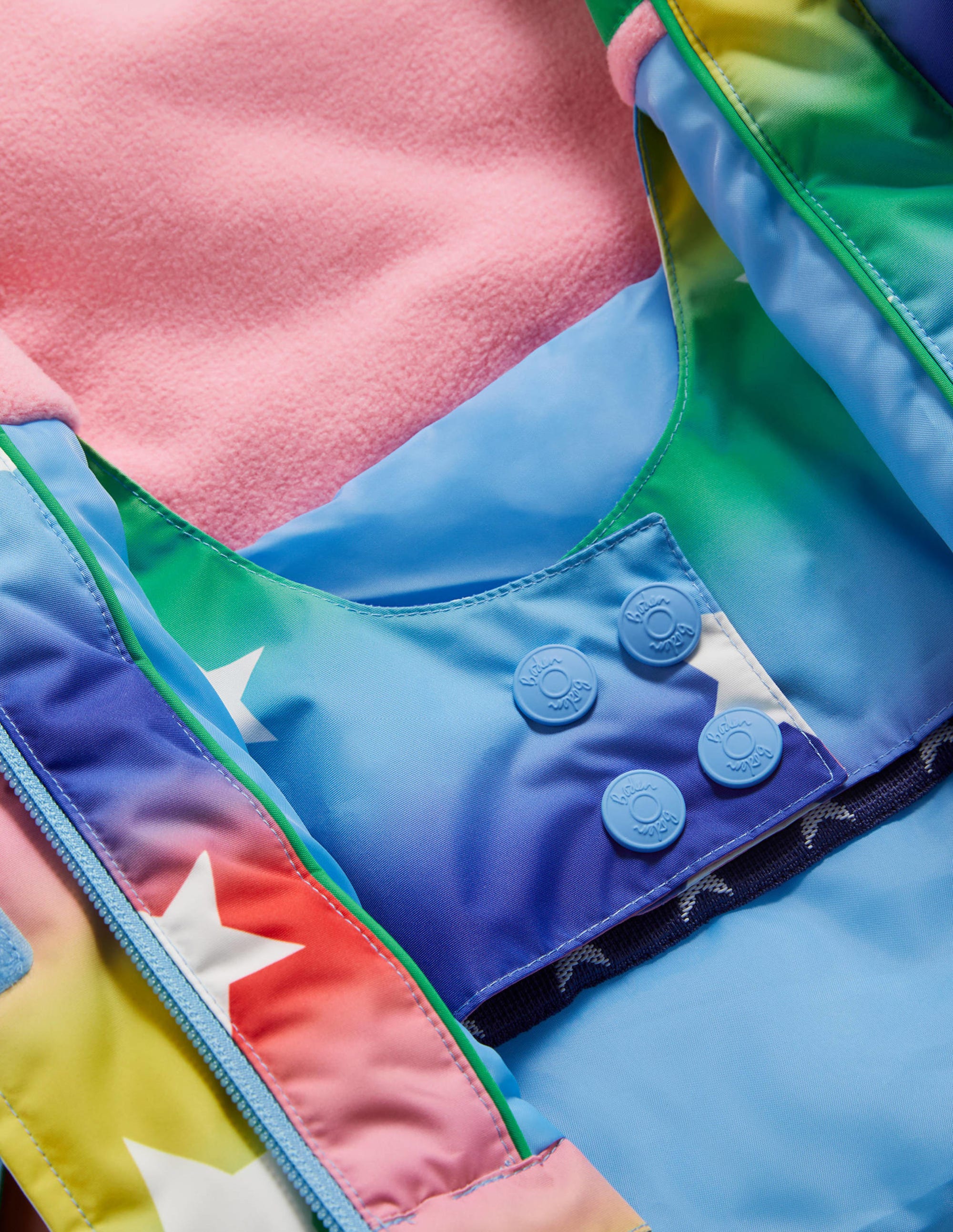 Rainbow Star Print Hooded Waterproof Jacket-Regenbogen/Sterne, Schimmernd - Image 3