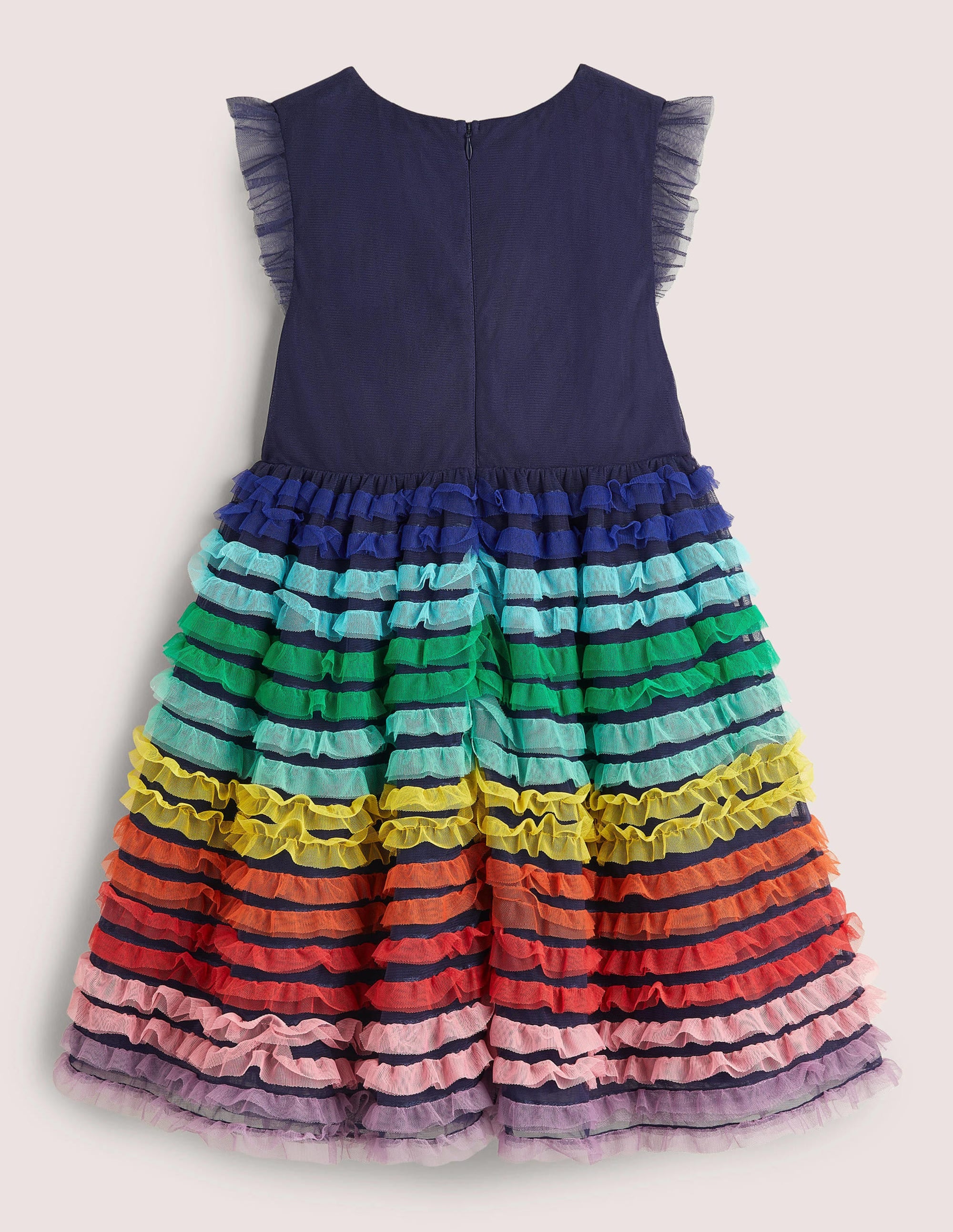 Rainbow Tiered Tulle Party Dress-Segelblau, Regenbogenrüschen - Image 2