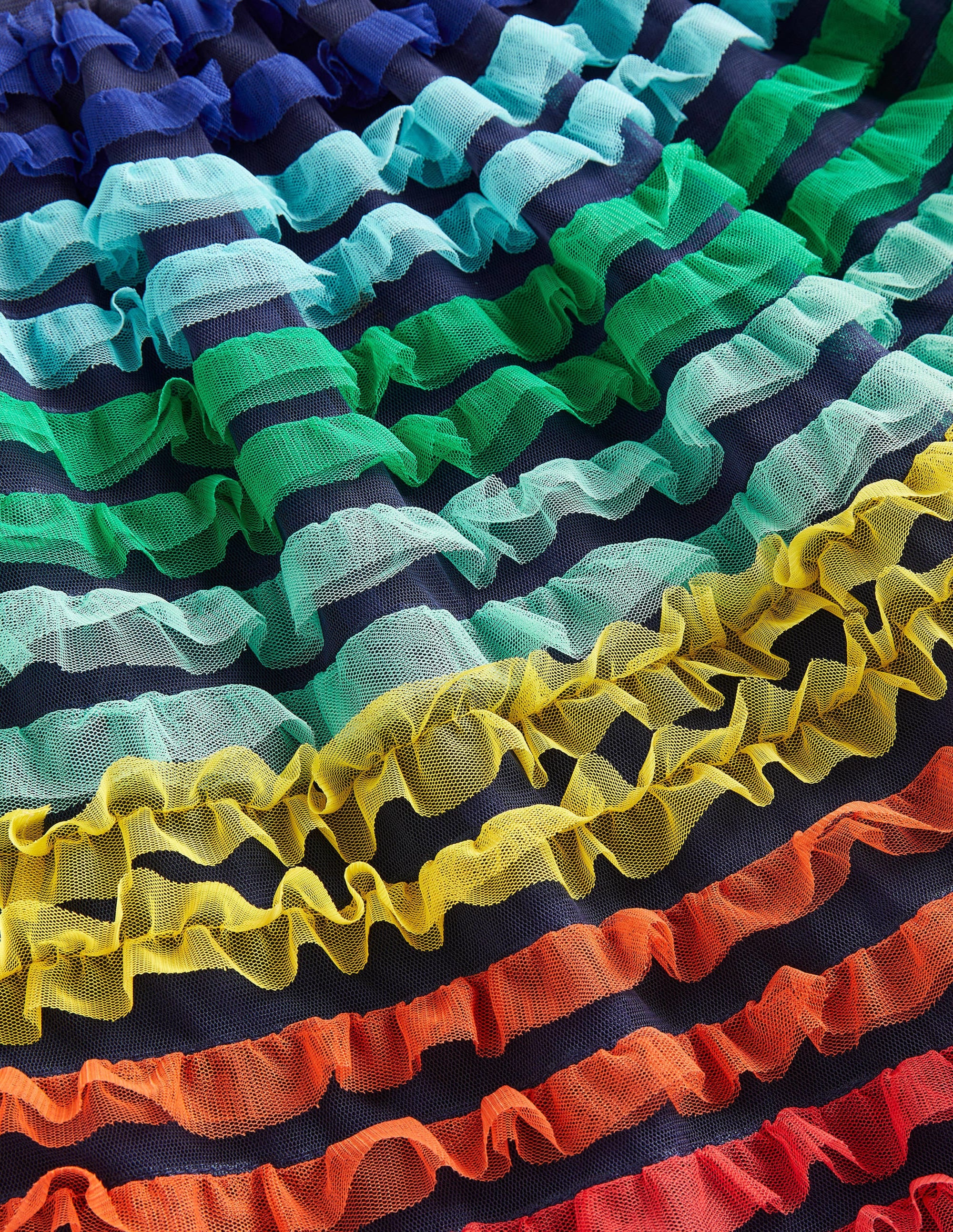 Rainbow Tiered Tulle Party Dress-Segelblau, Regenbogenrüschen - Image 3